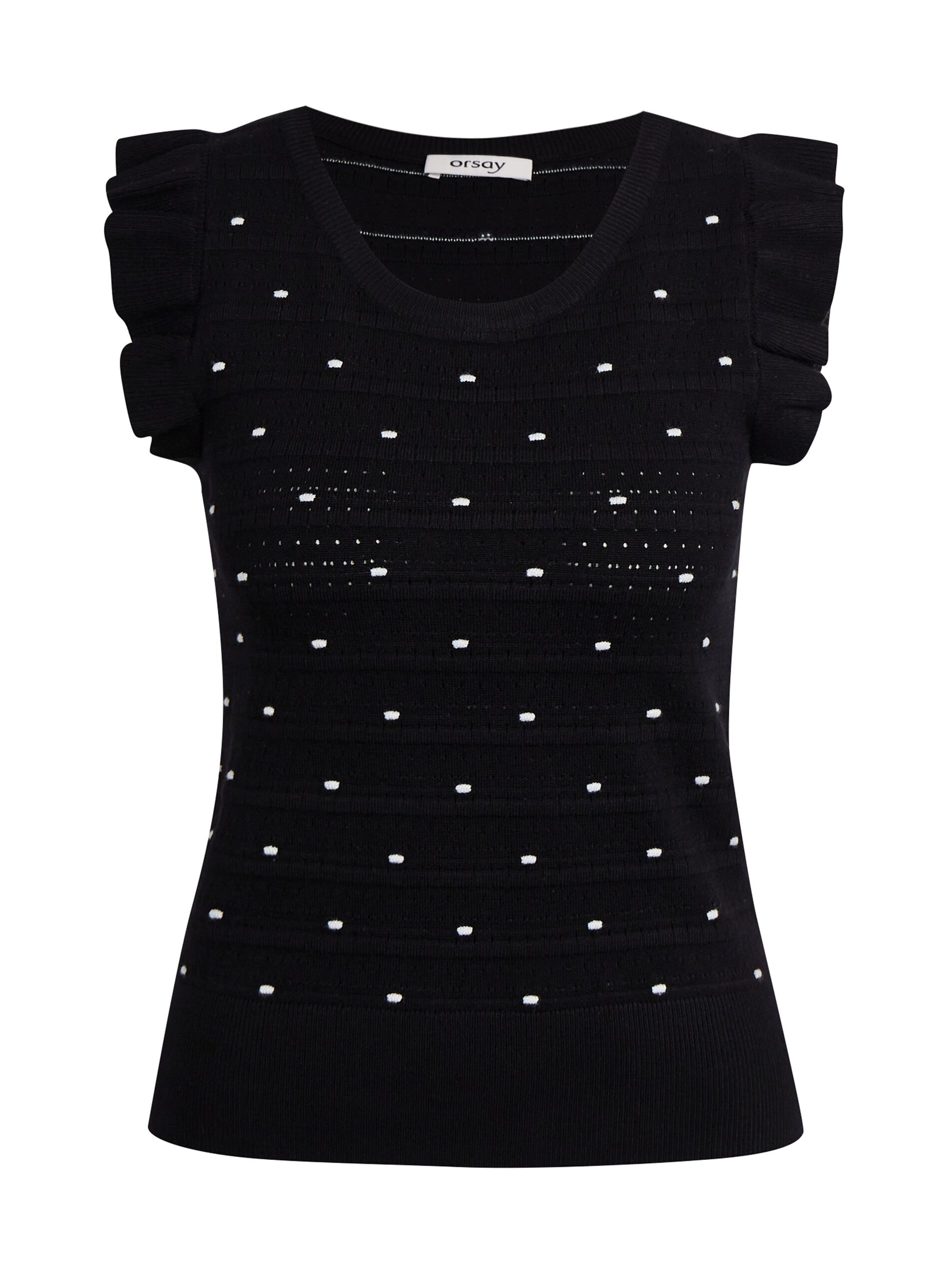 Schwarzes Damen-Polka-Dot-Pullover-Shirt ORSAY