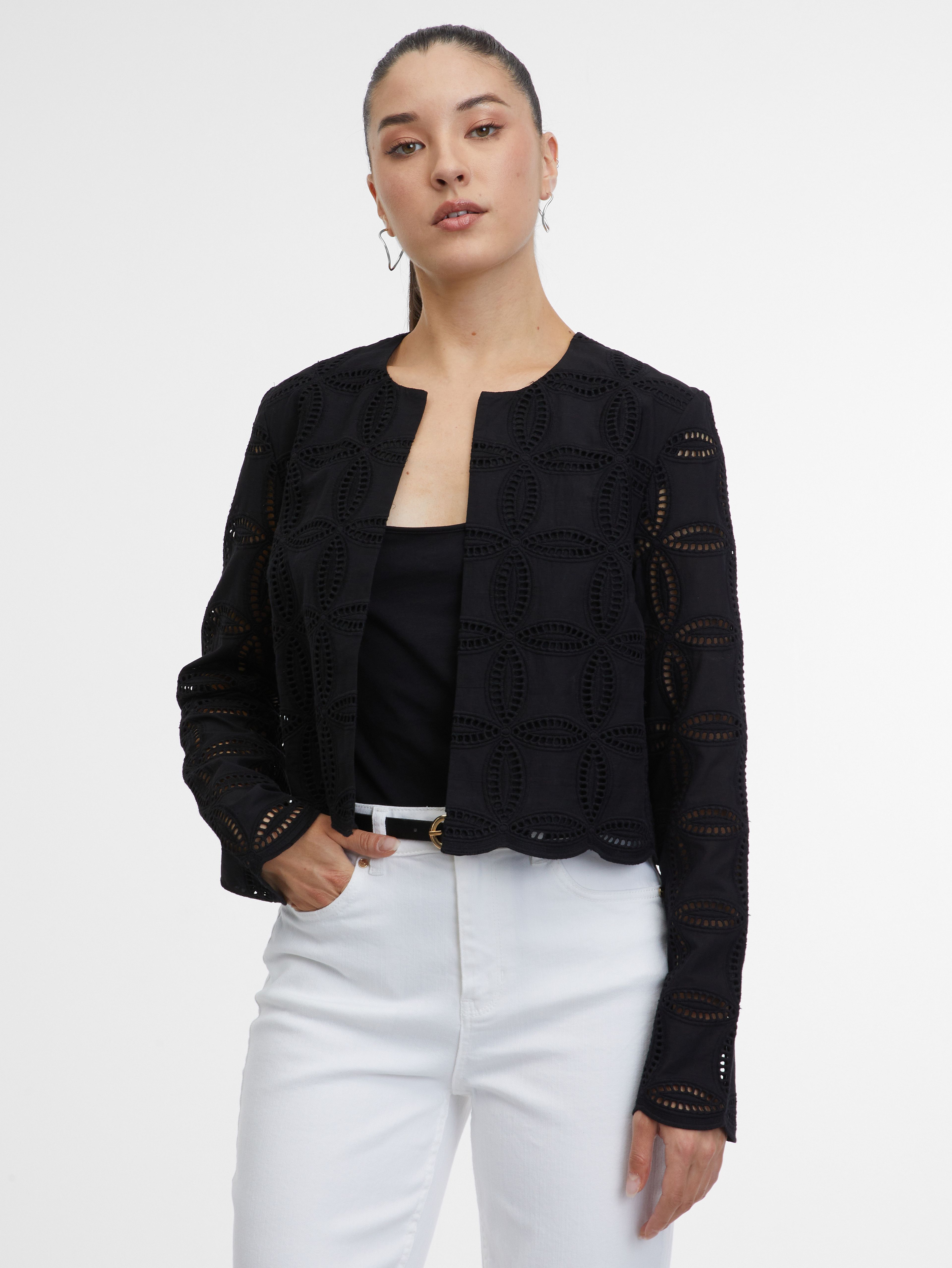 Črna ženska jakna z vzorcem ORSAY