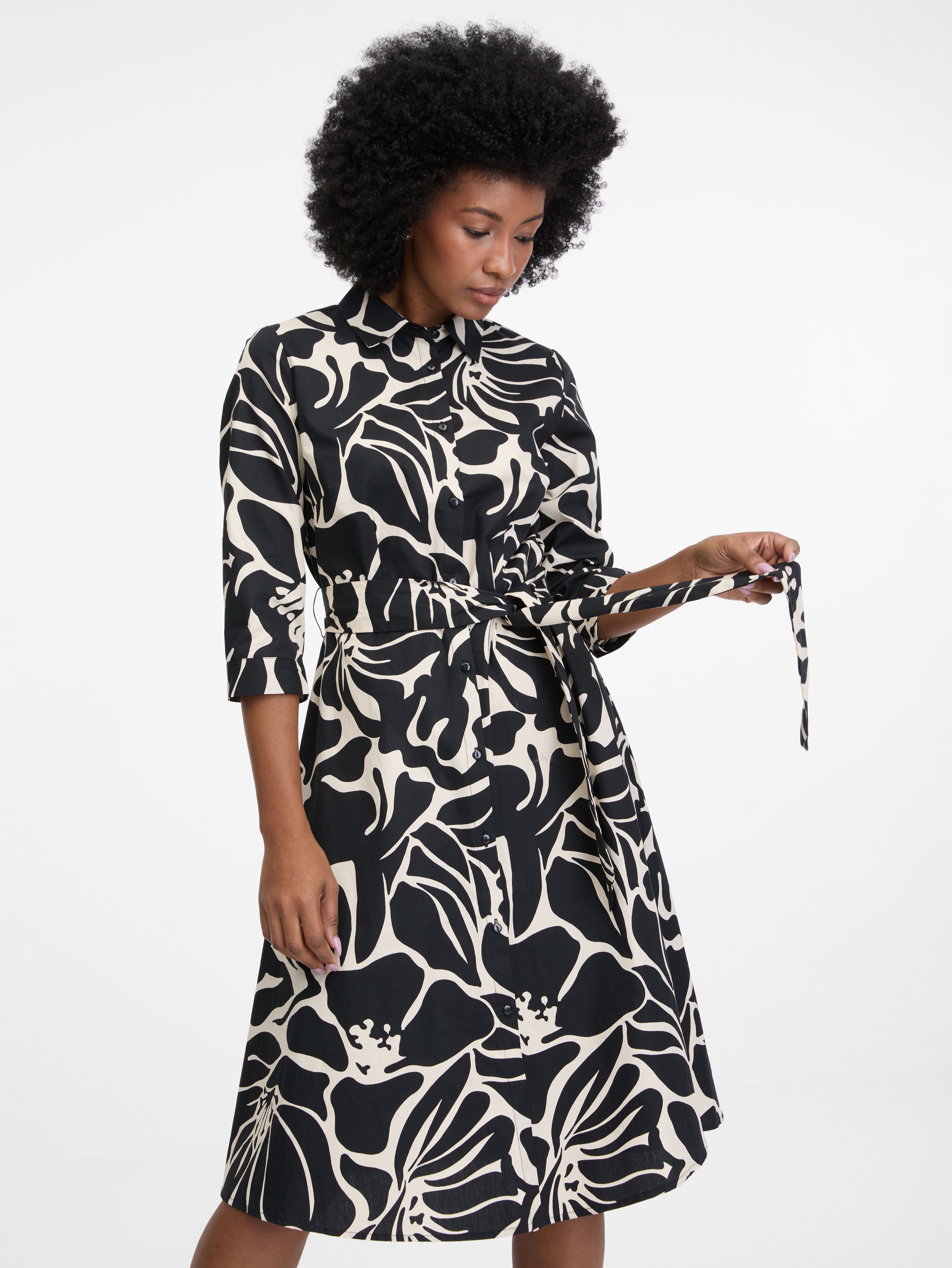 Rochie cămașă cu model pentru femei de culoare neagră ORSAY