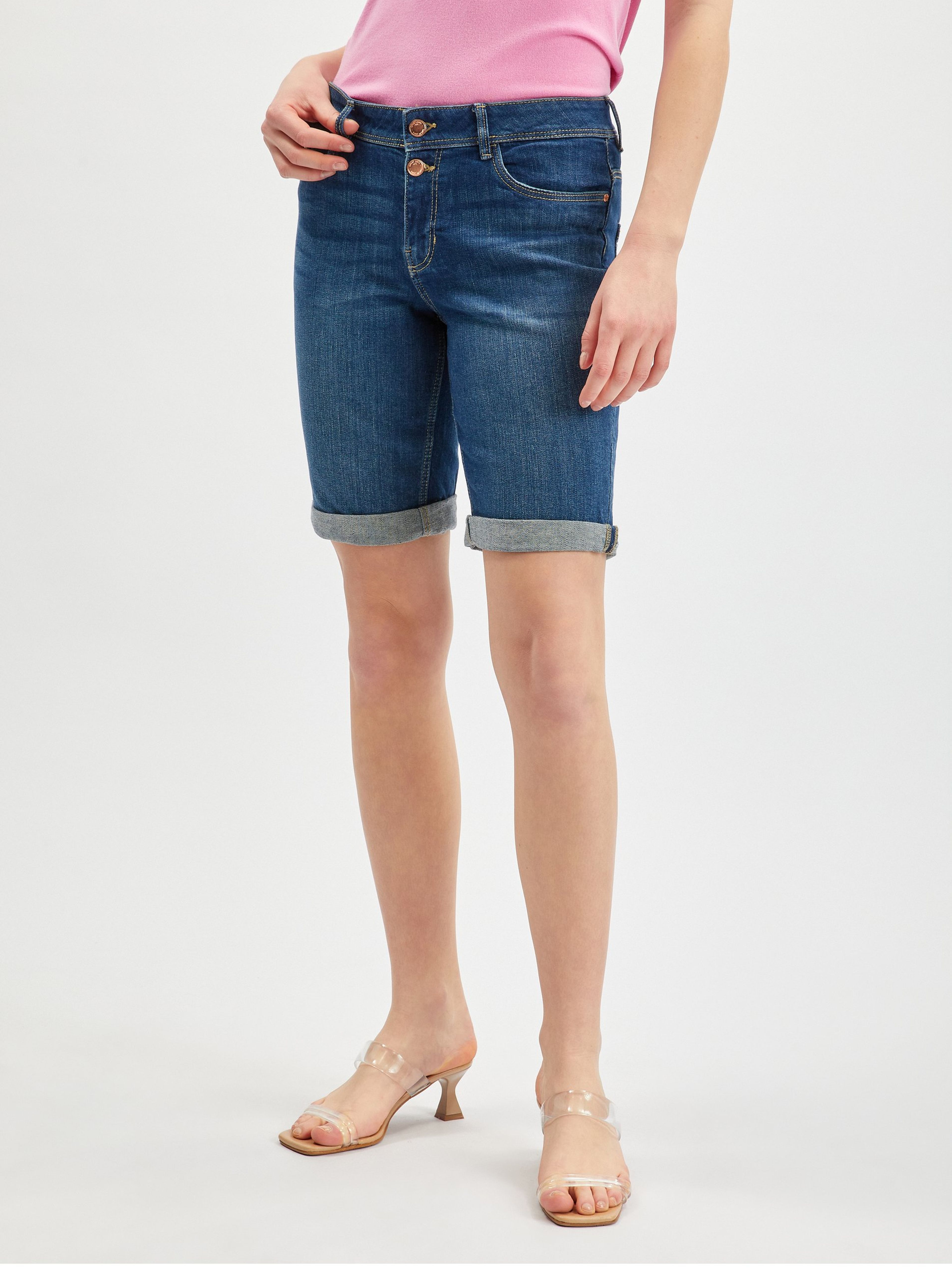 Tmavomodré dámske džínsové kraťasy ORSAY
