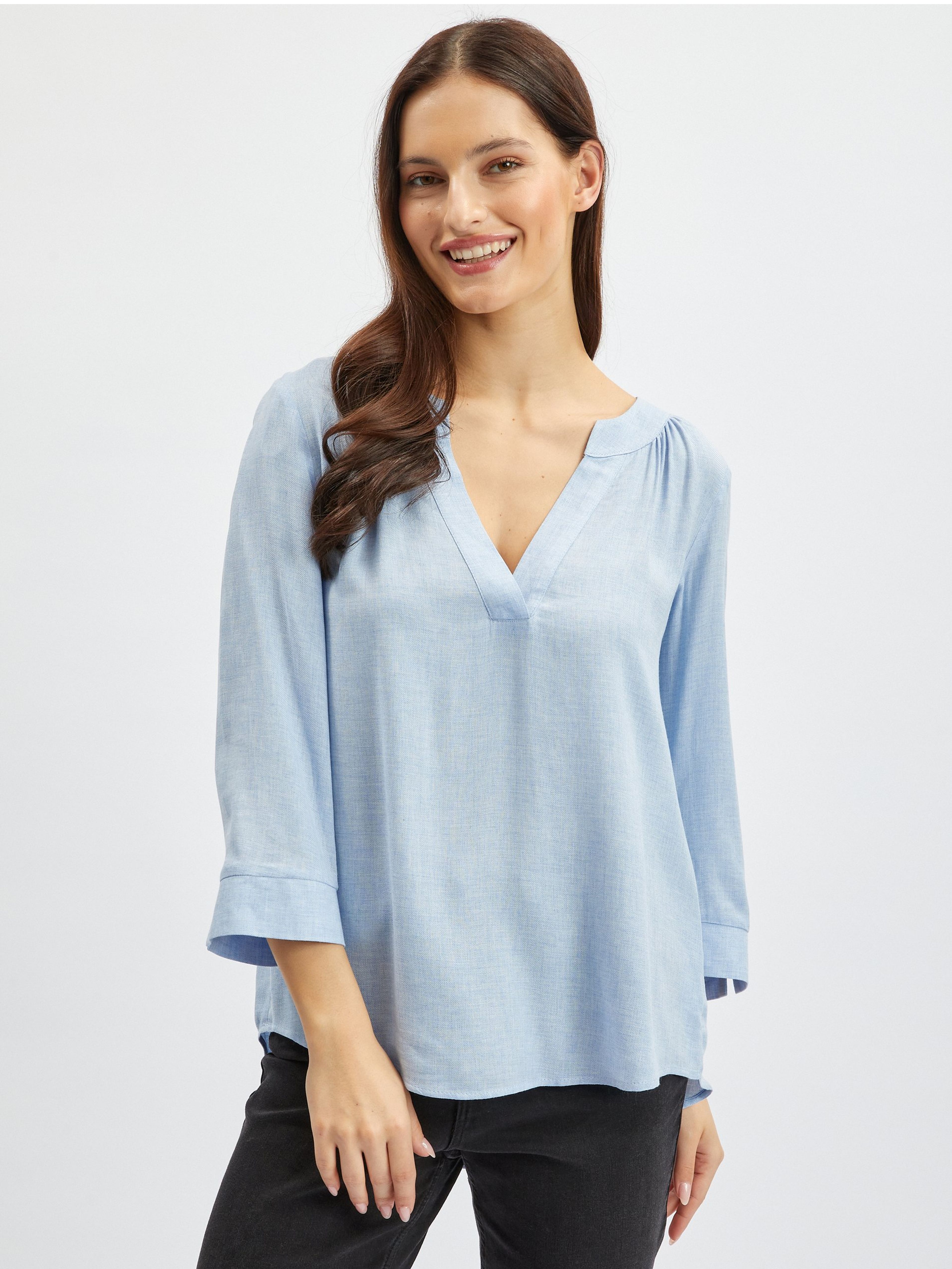 Svetlo-modra ženska bluza z vzorcem ORSAY