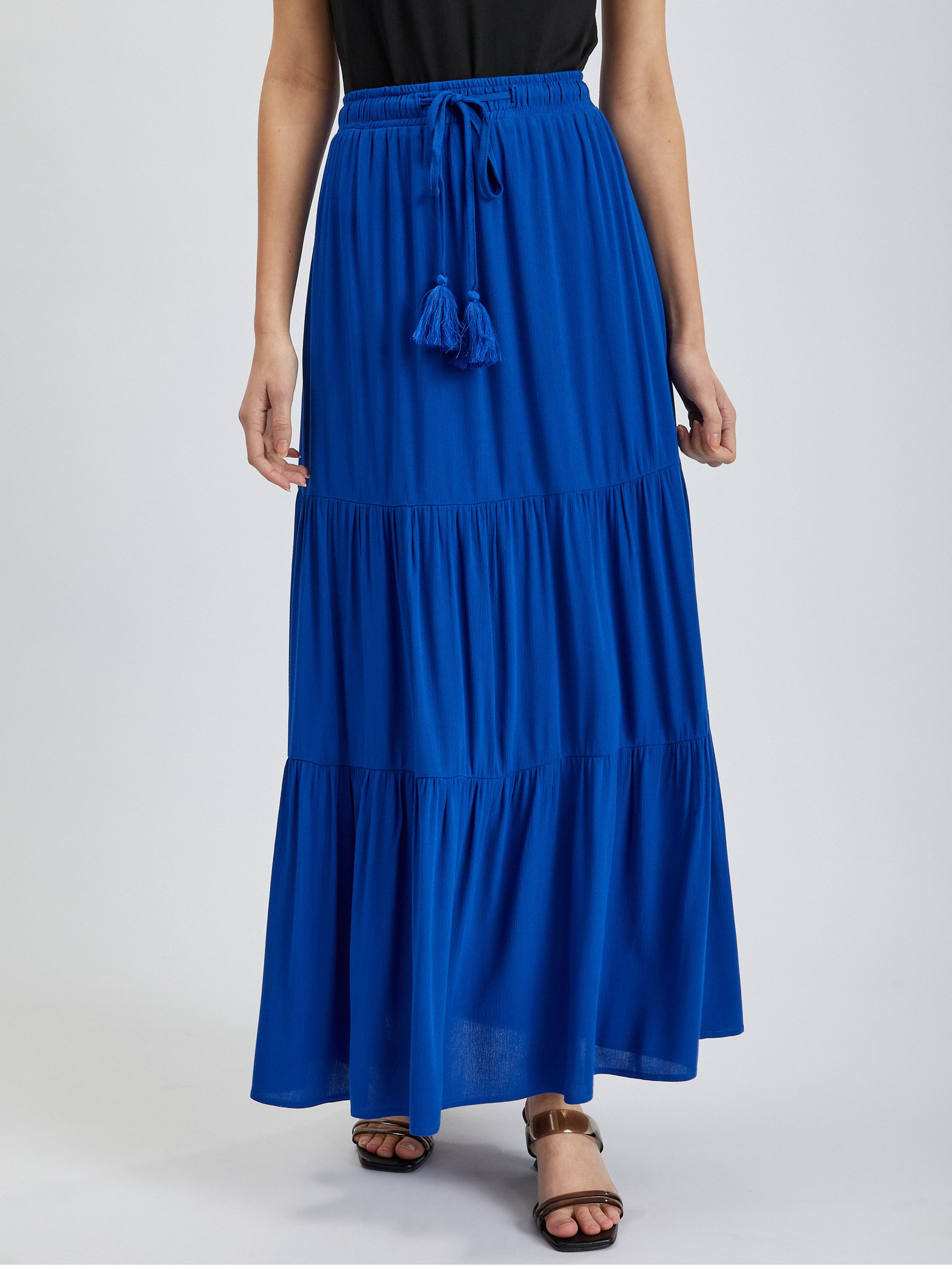 Modrá dámska maxi sukňa ORSAY