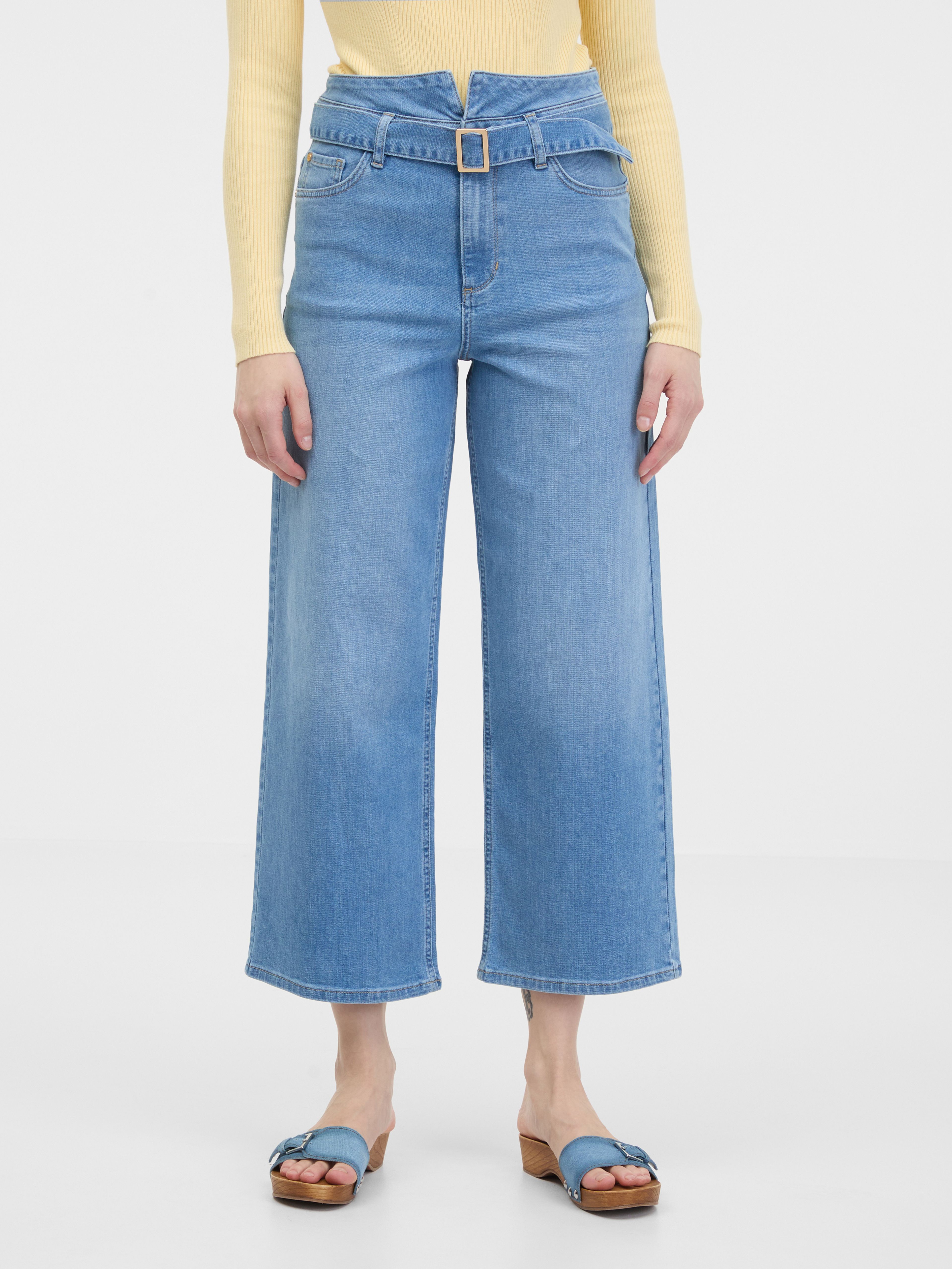 Jasnoniebieskie jeansy damskie z szerokimi nogawkami ORSAY