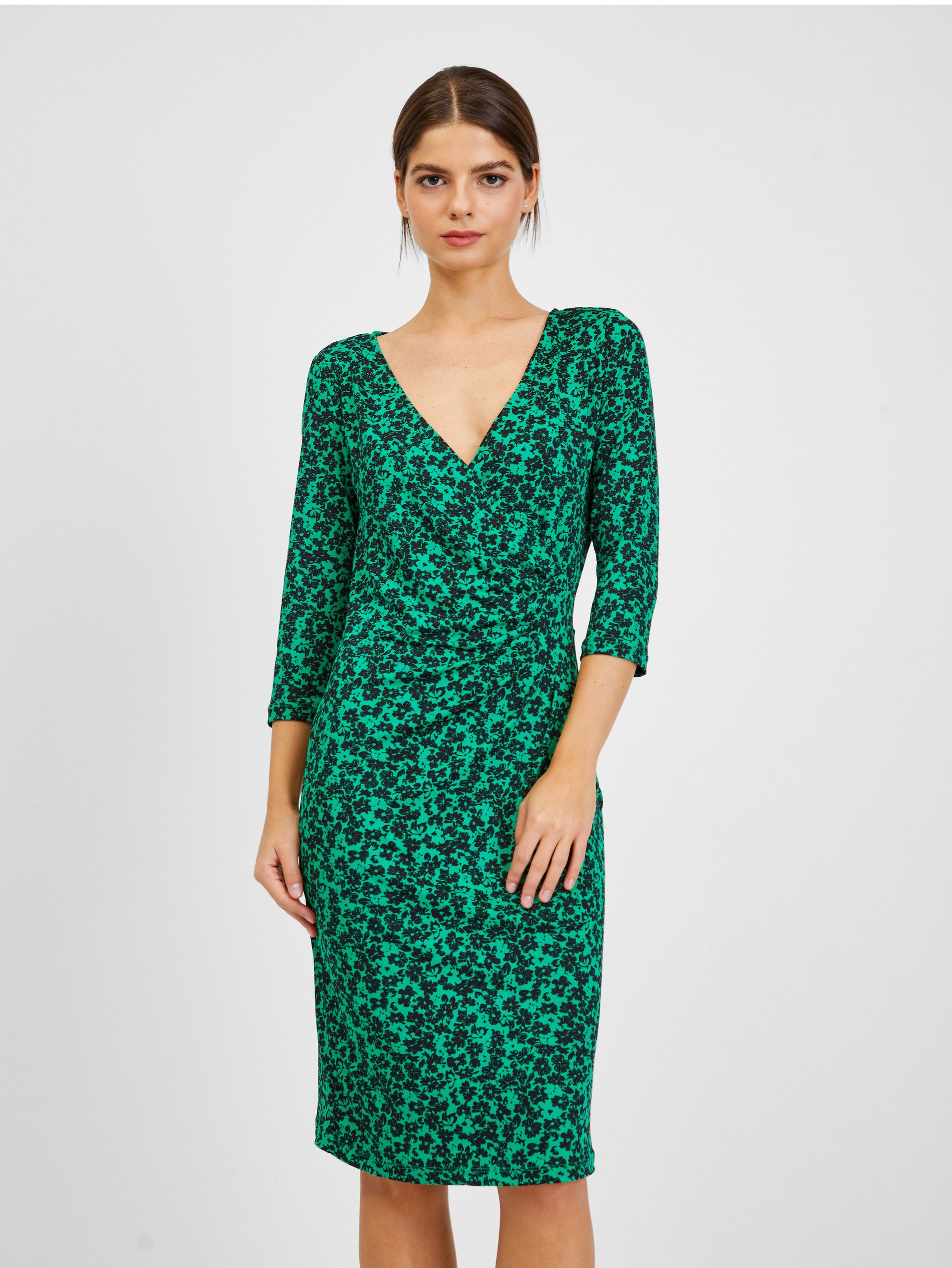 Černo-zelené dámské květované šaty ORSAY