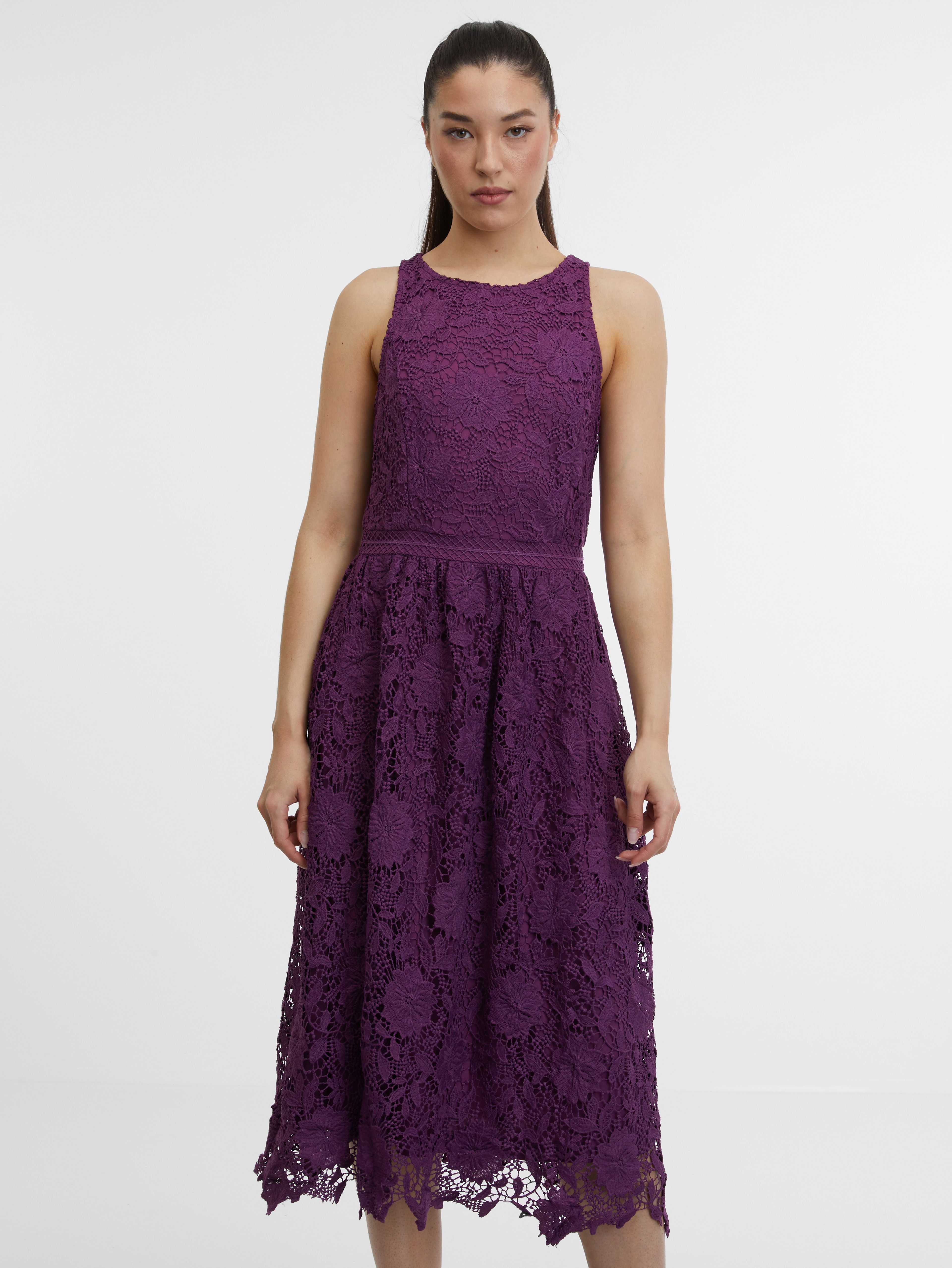Vijolična ženska čipkasta obleka ORSAY