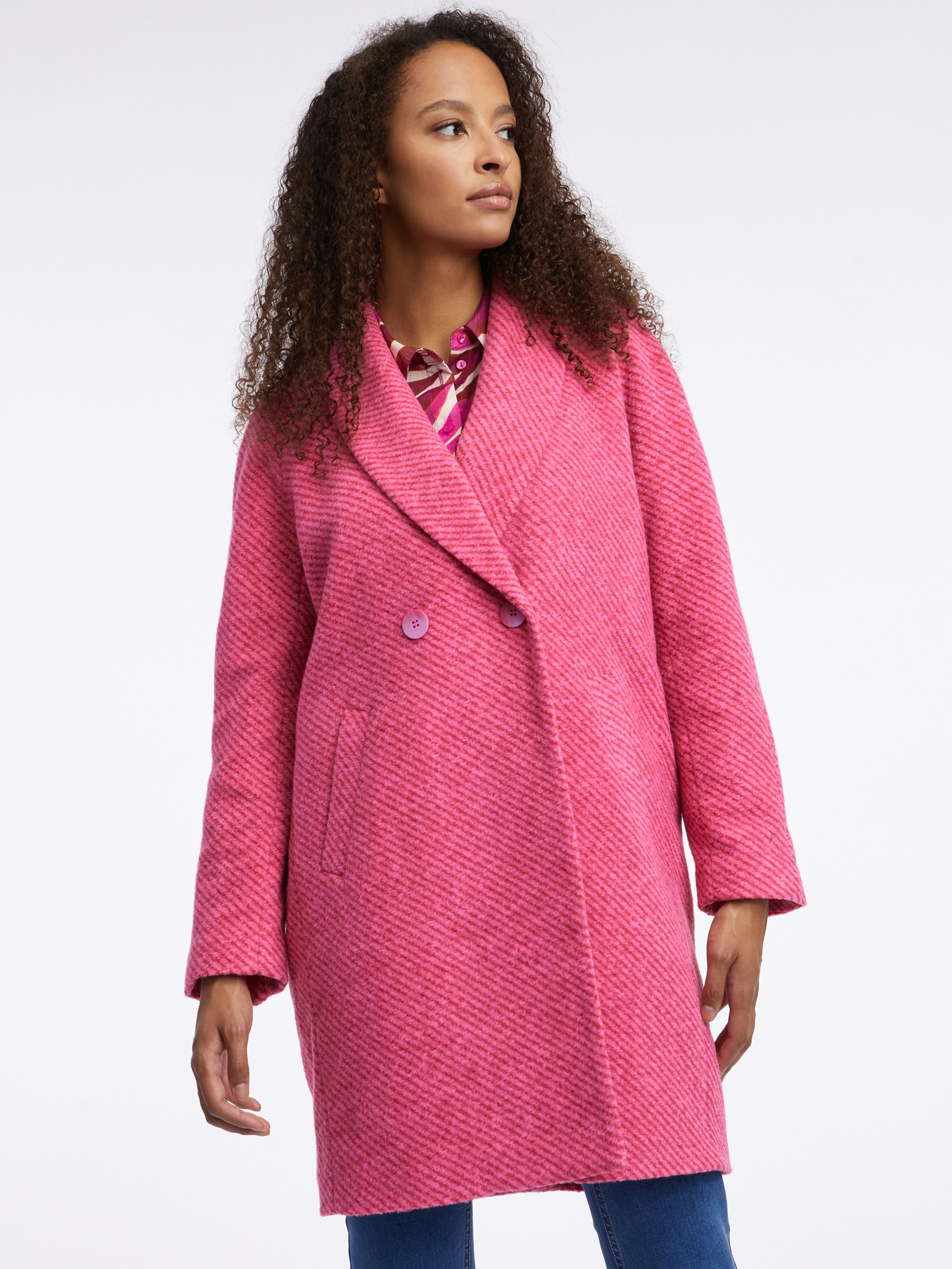 Tmavě růžový dámský kabát s příměsí vlny ORSAY