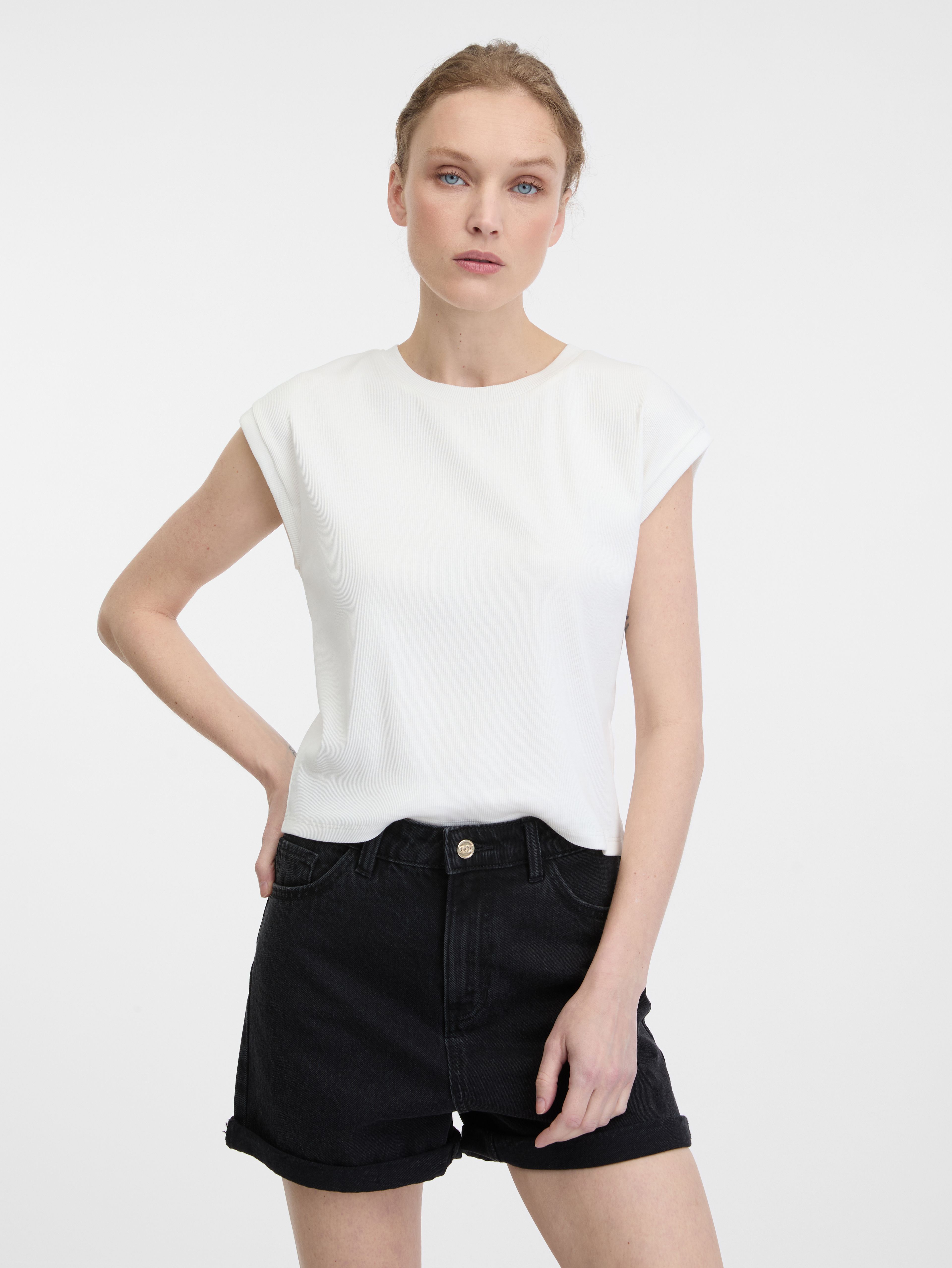 Bela ženska crop majica s kratkimi rokavi ORSAY