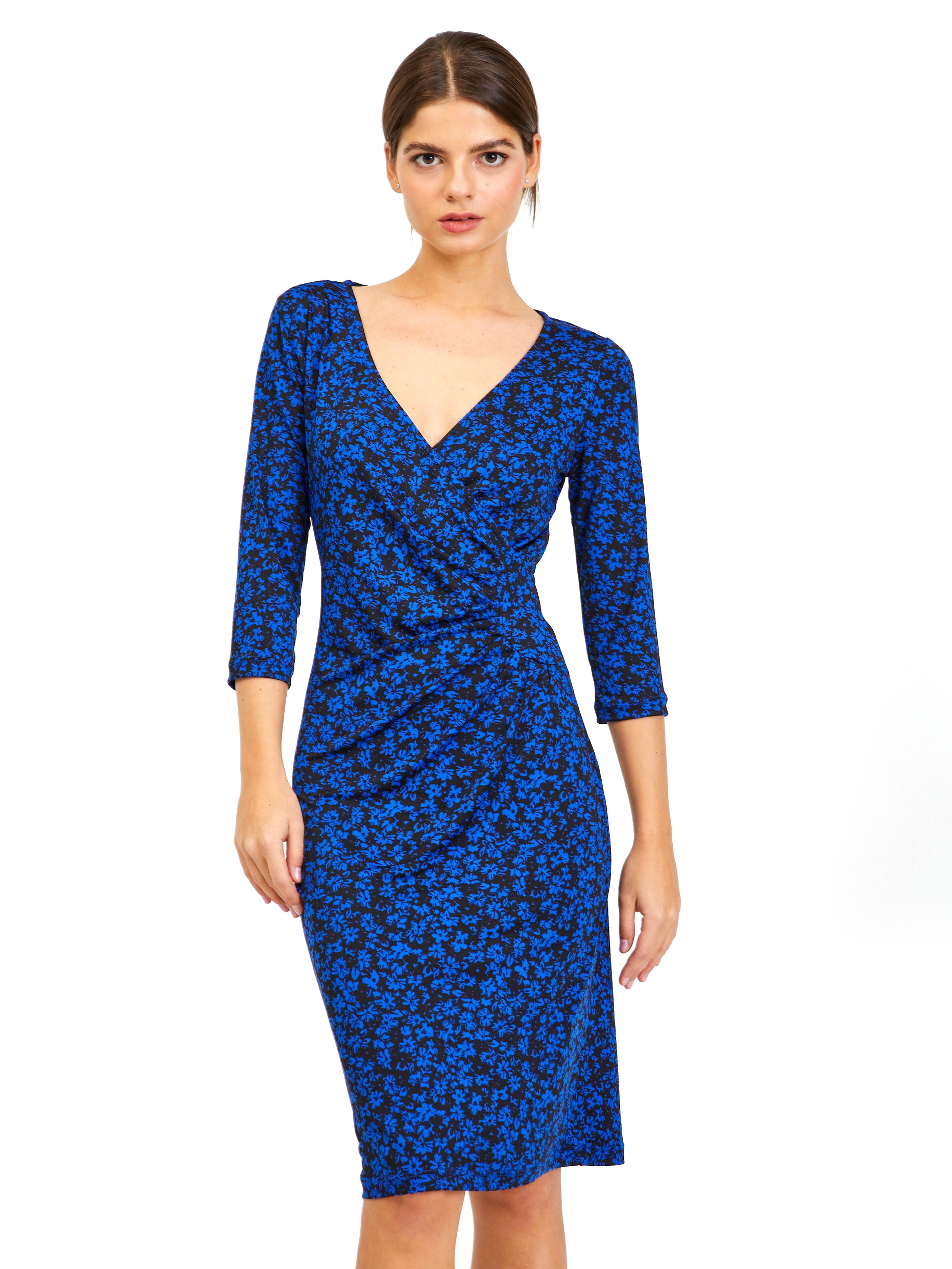 ORSAY fekete-kék virágmintás női ruha