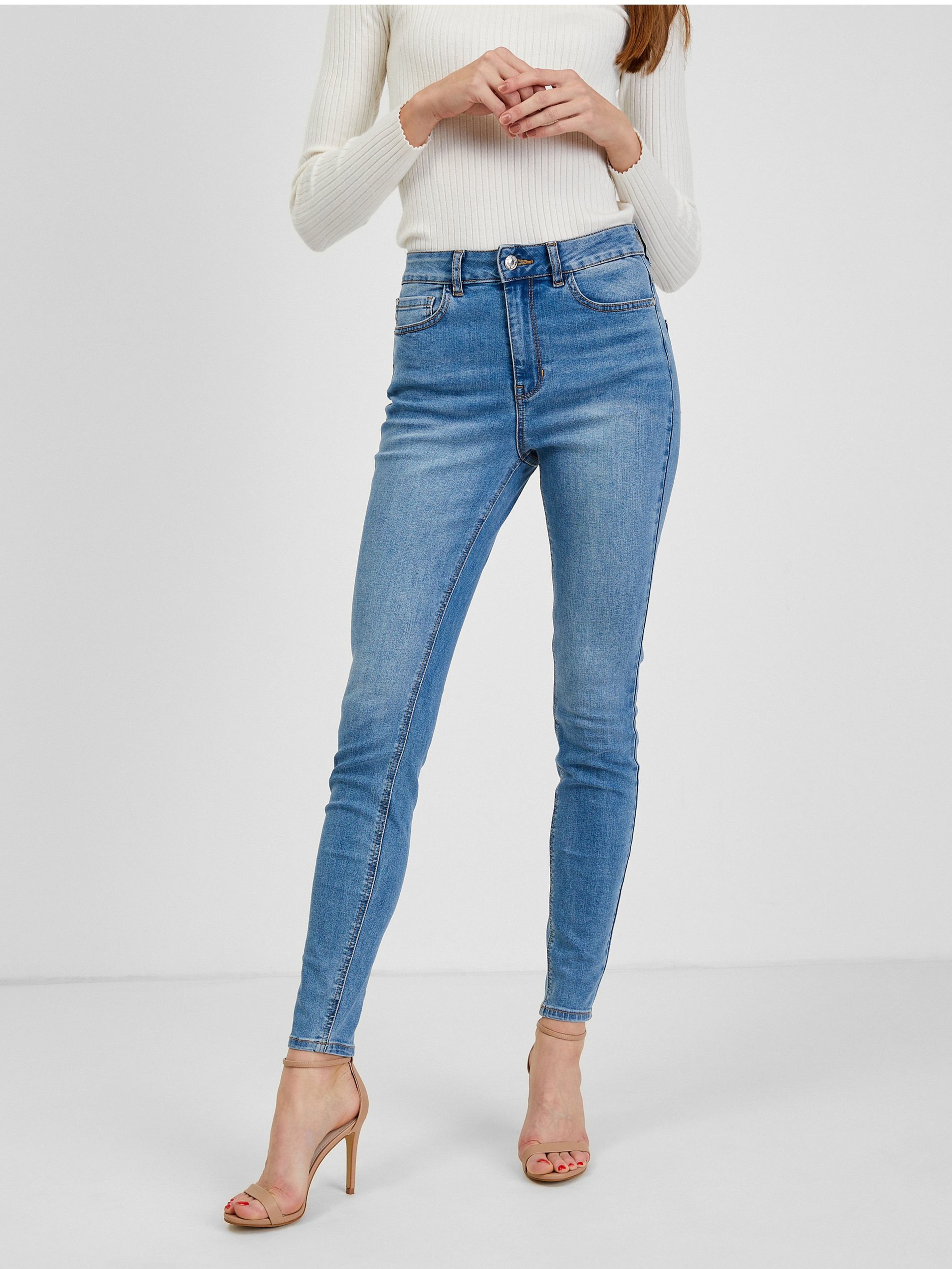 Jasnoniebieskie damskie jeansy skinny fit ORSAY