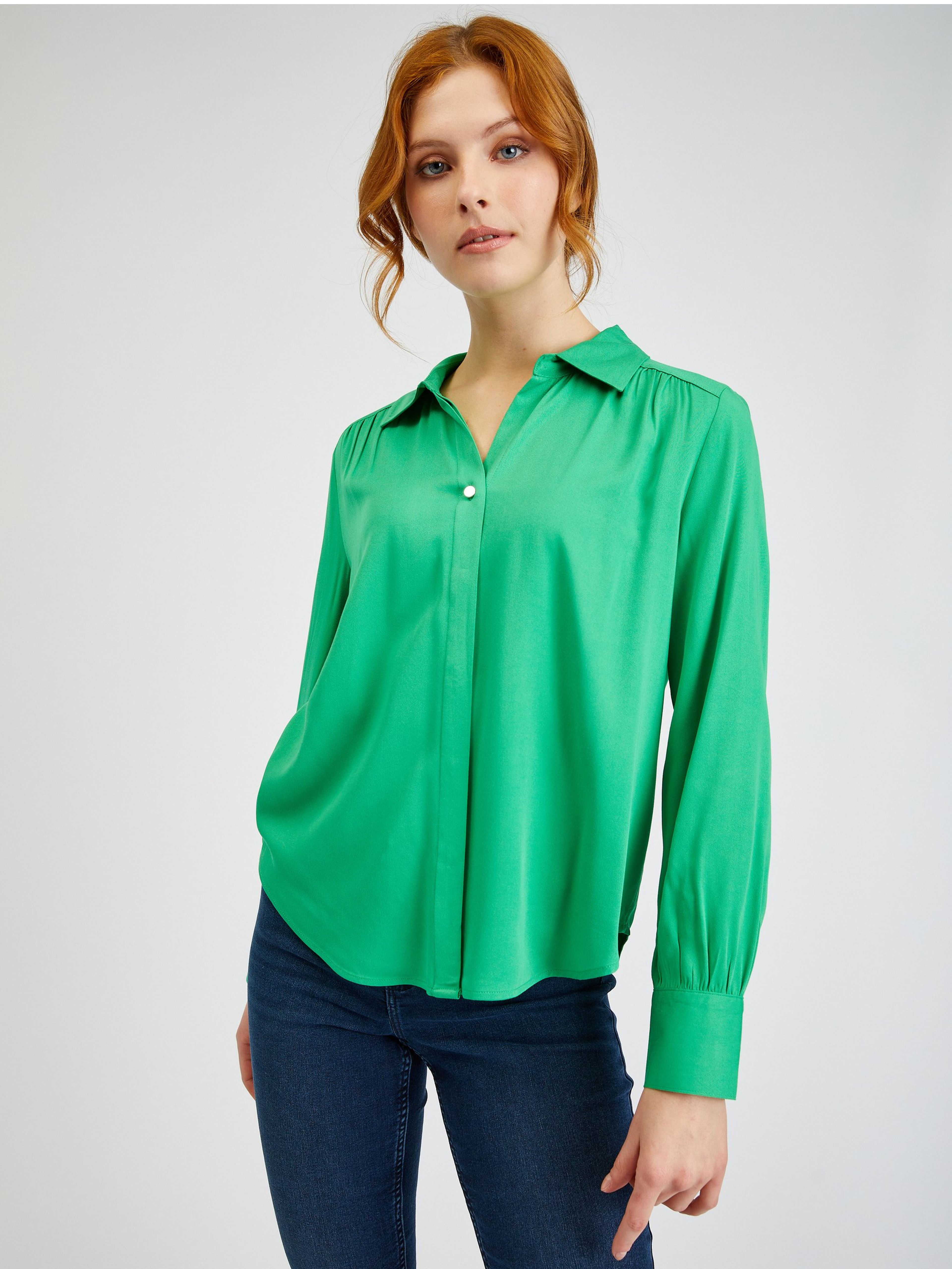 Zielona bluzka damska satynowa ORSAY