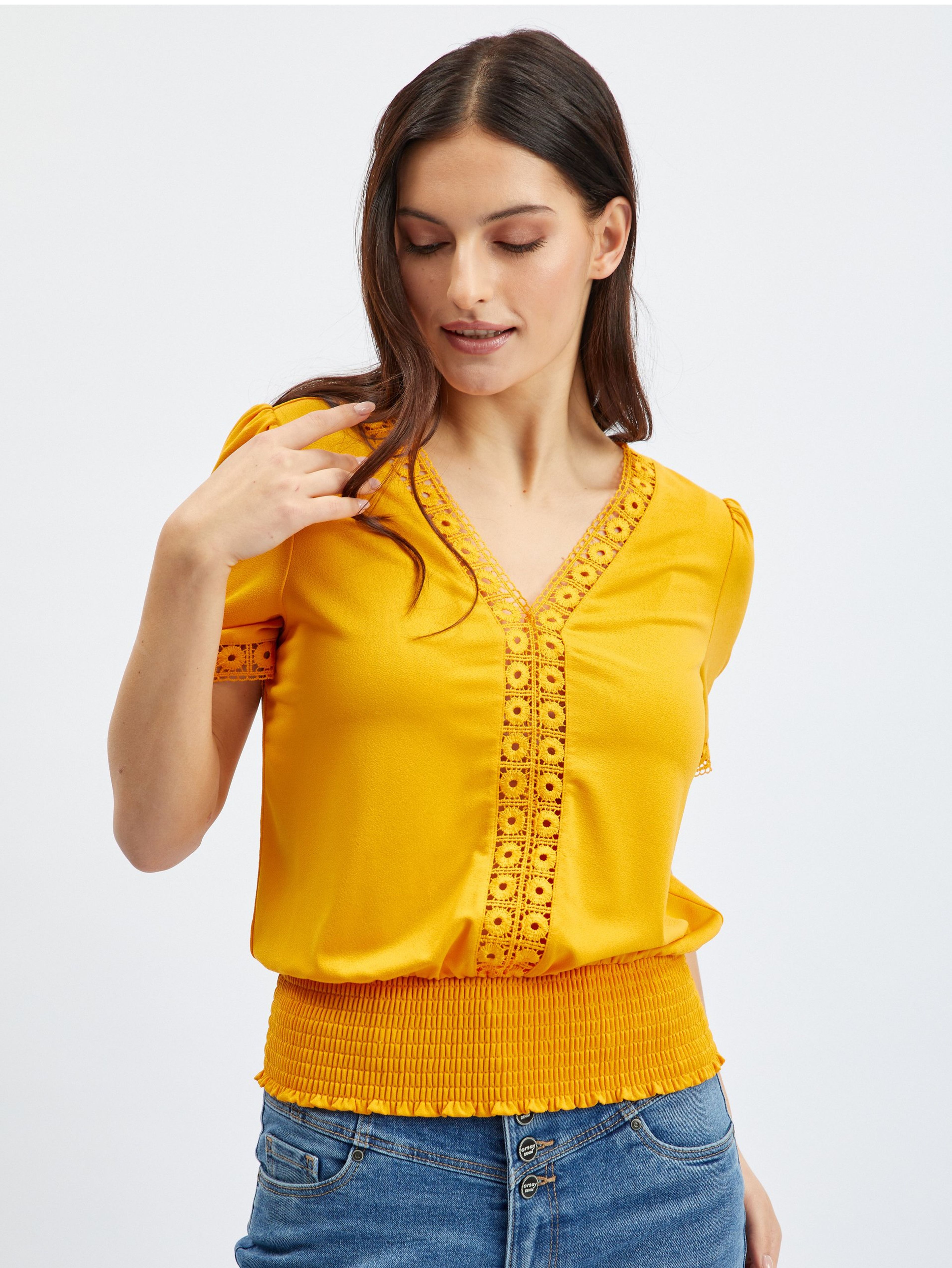 ORSAY mustárszínű női ing díszes részletekkel