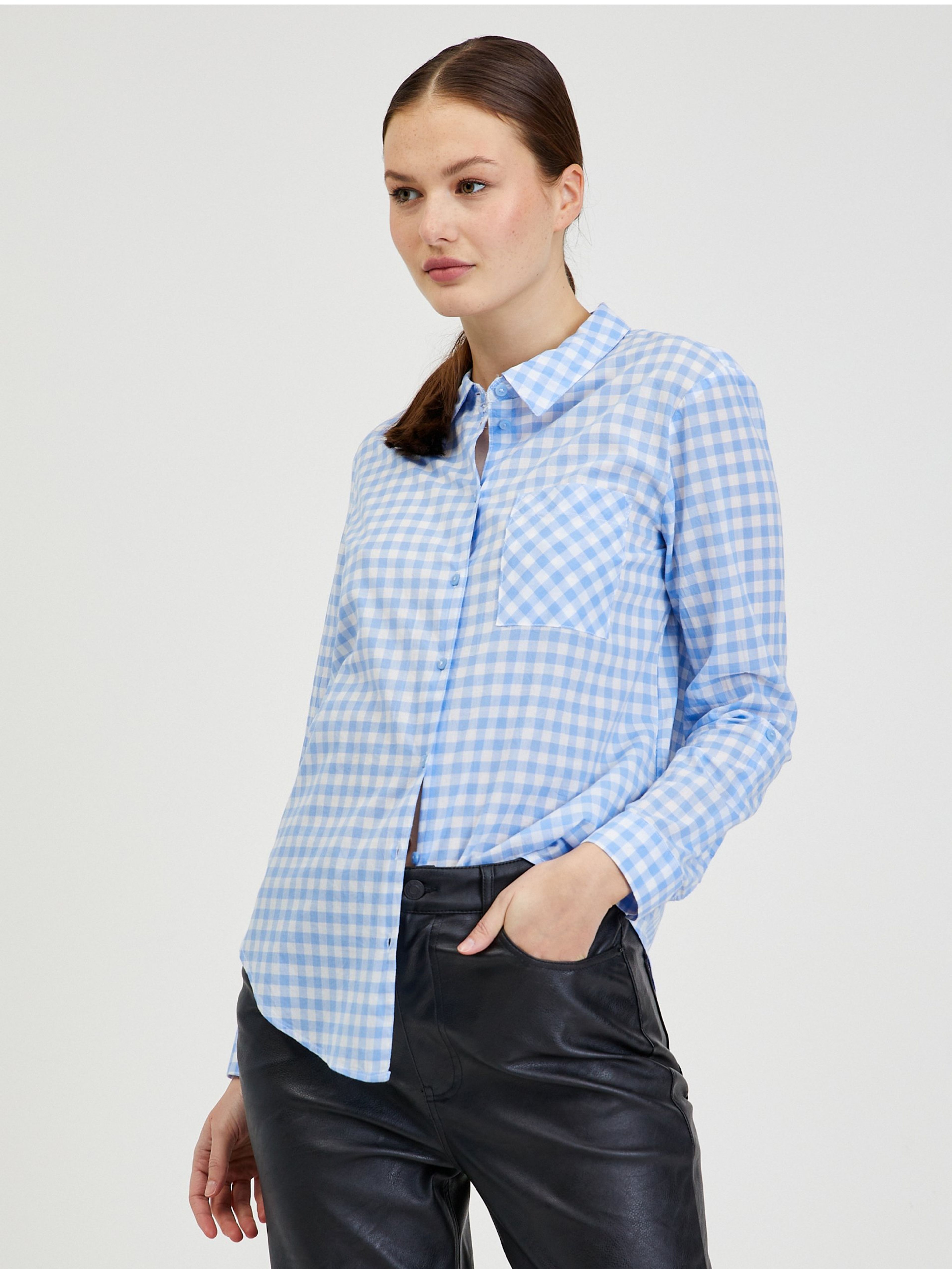 jasnoniebieska koszula w kratę dla kobiet ORSAY