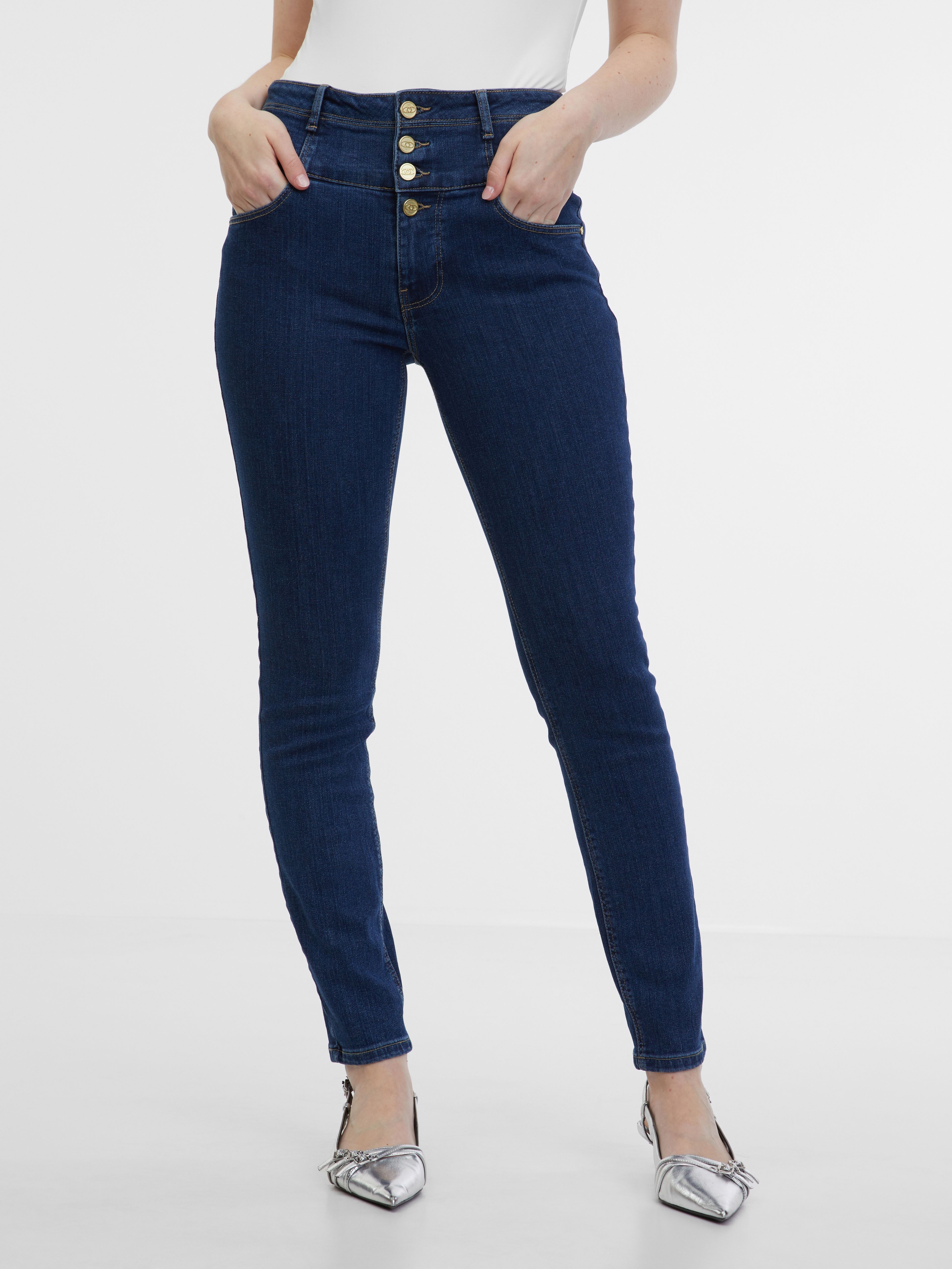 Ciemnoniebieskie jeansy damskie skinny fit ORSAY