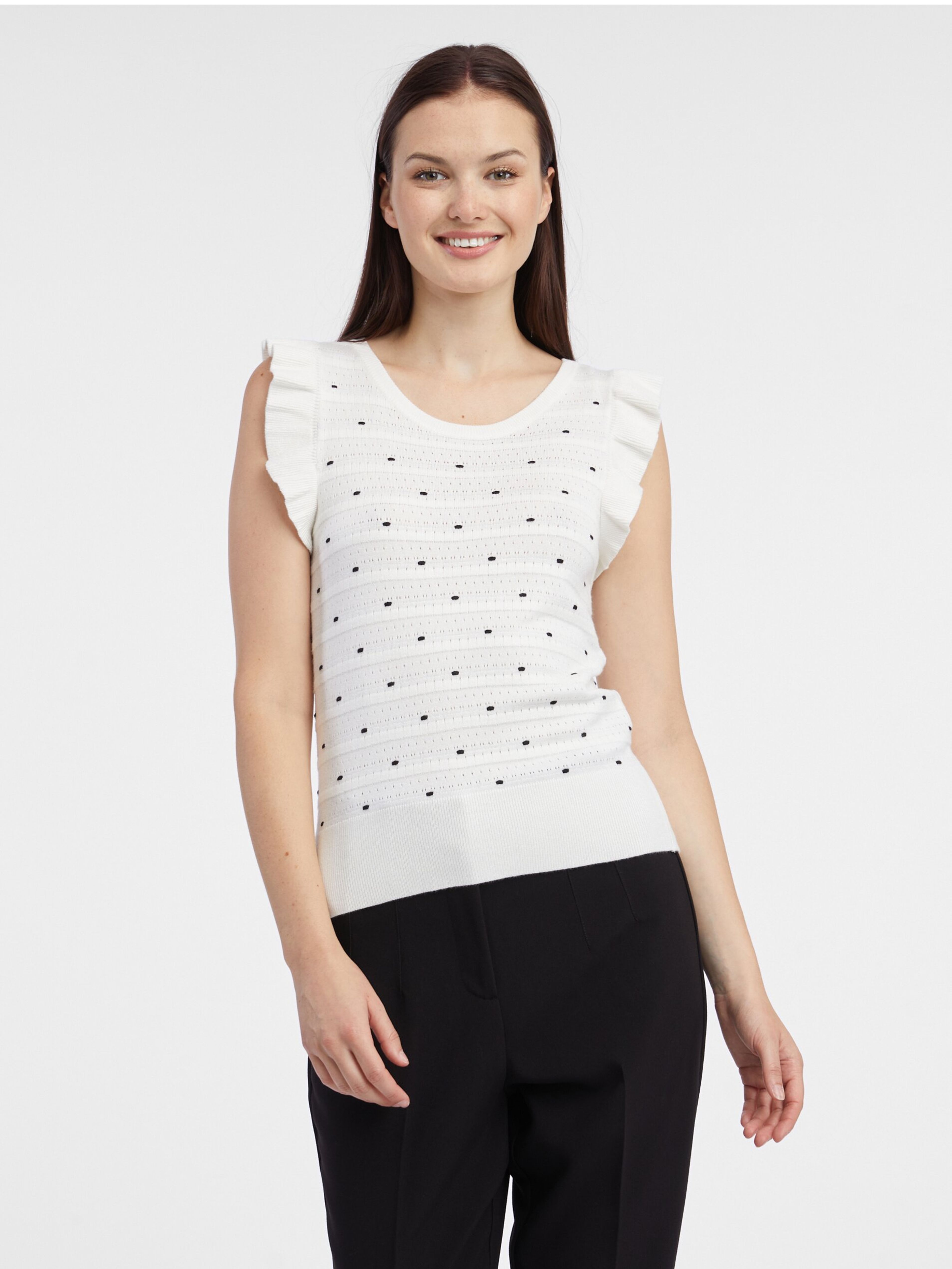 Bílé dámské puntíkované svetrové tričko ORSAY
