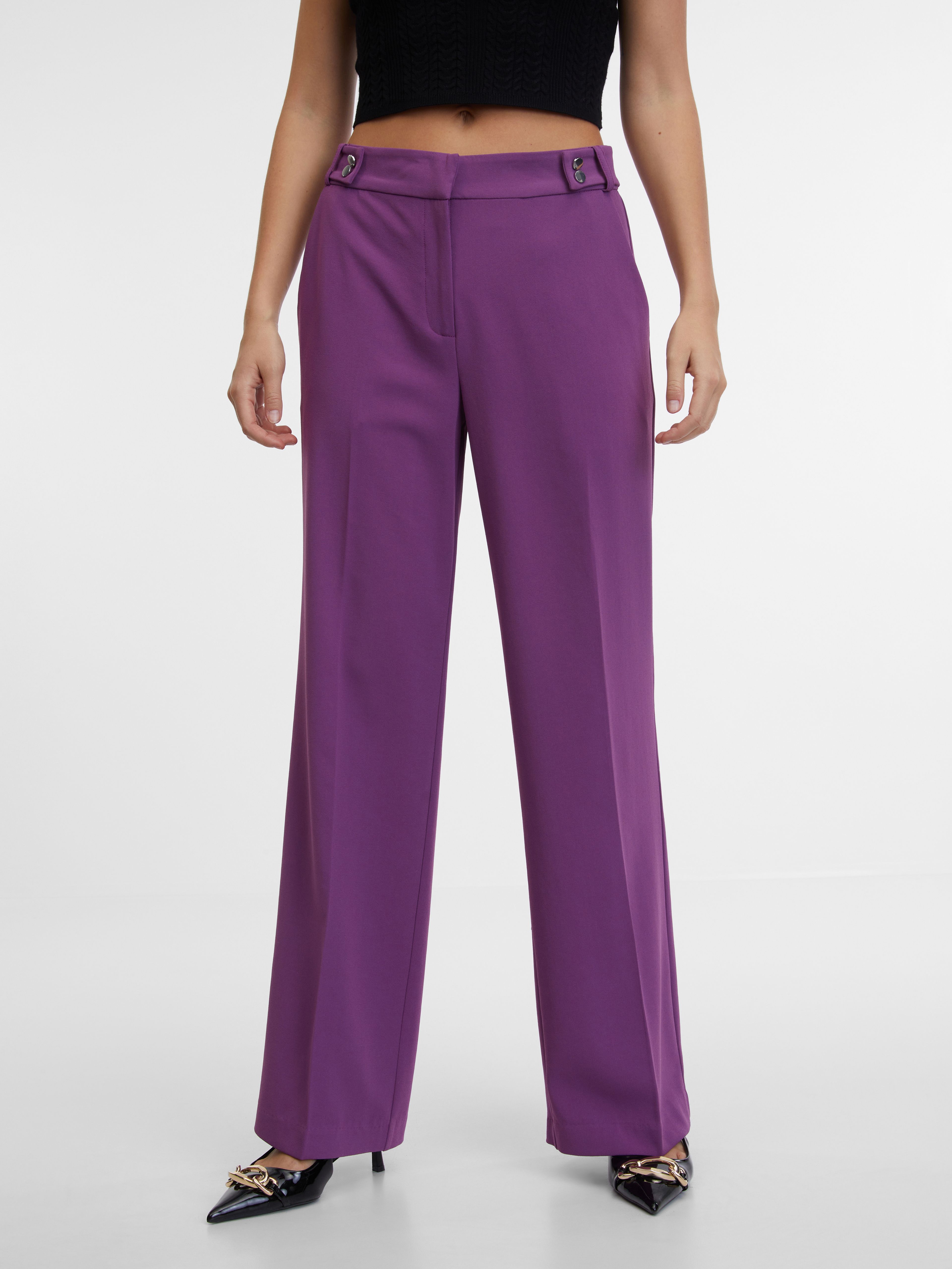 Pantaloni drepți pentru femei de culoare violet ORSAY
