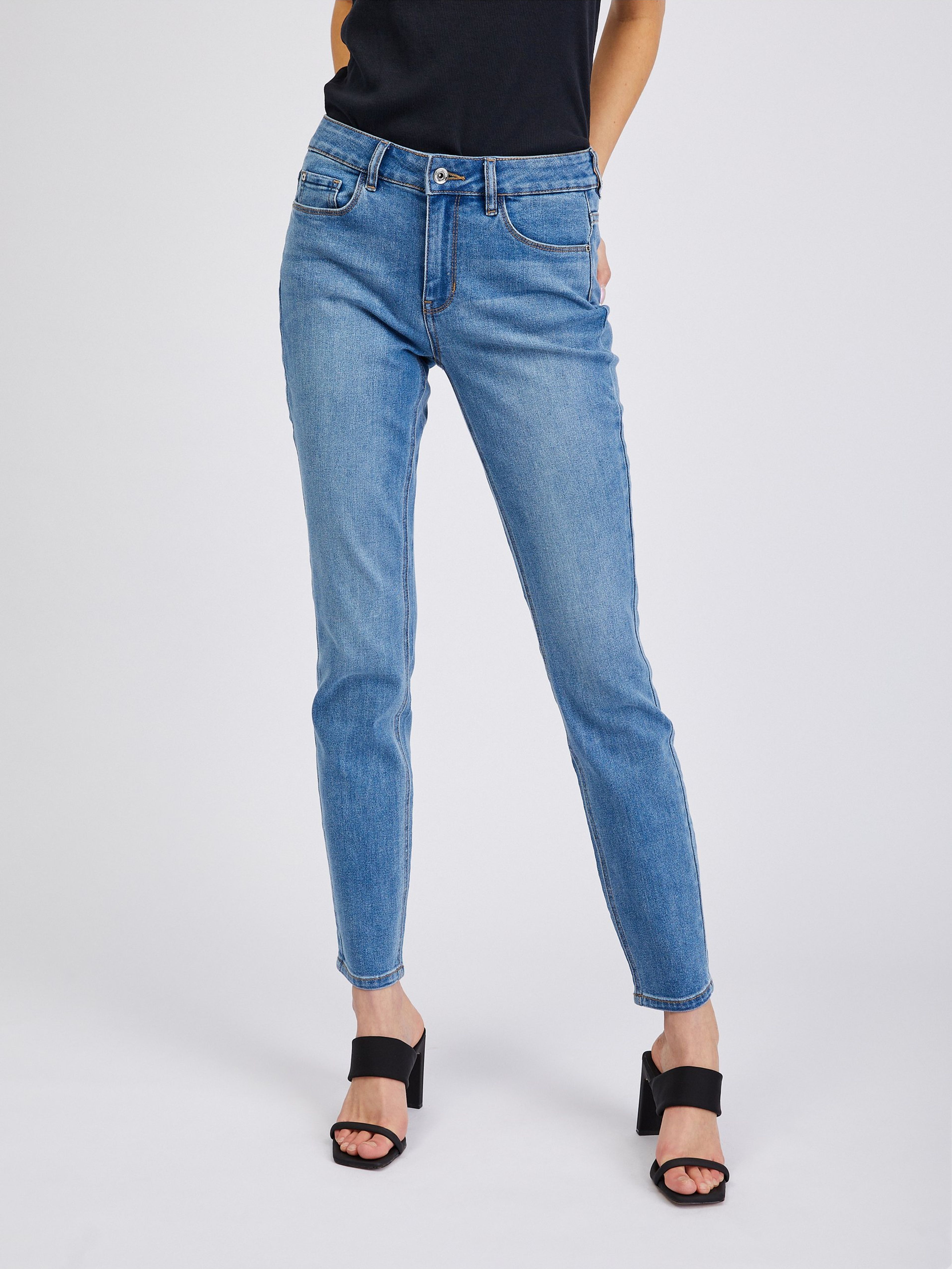 Jasnoniebieskie jeansy damskie slim fit ORSAY