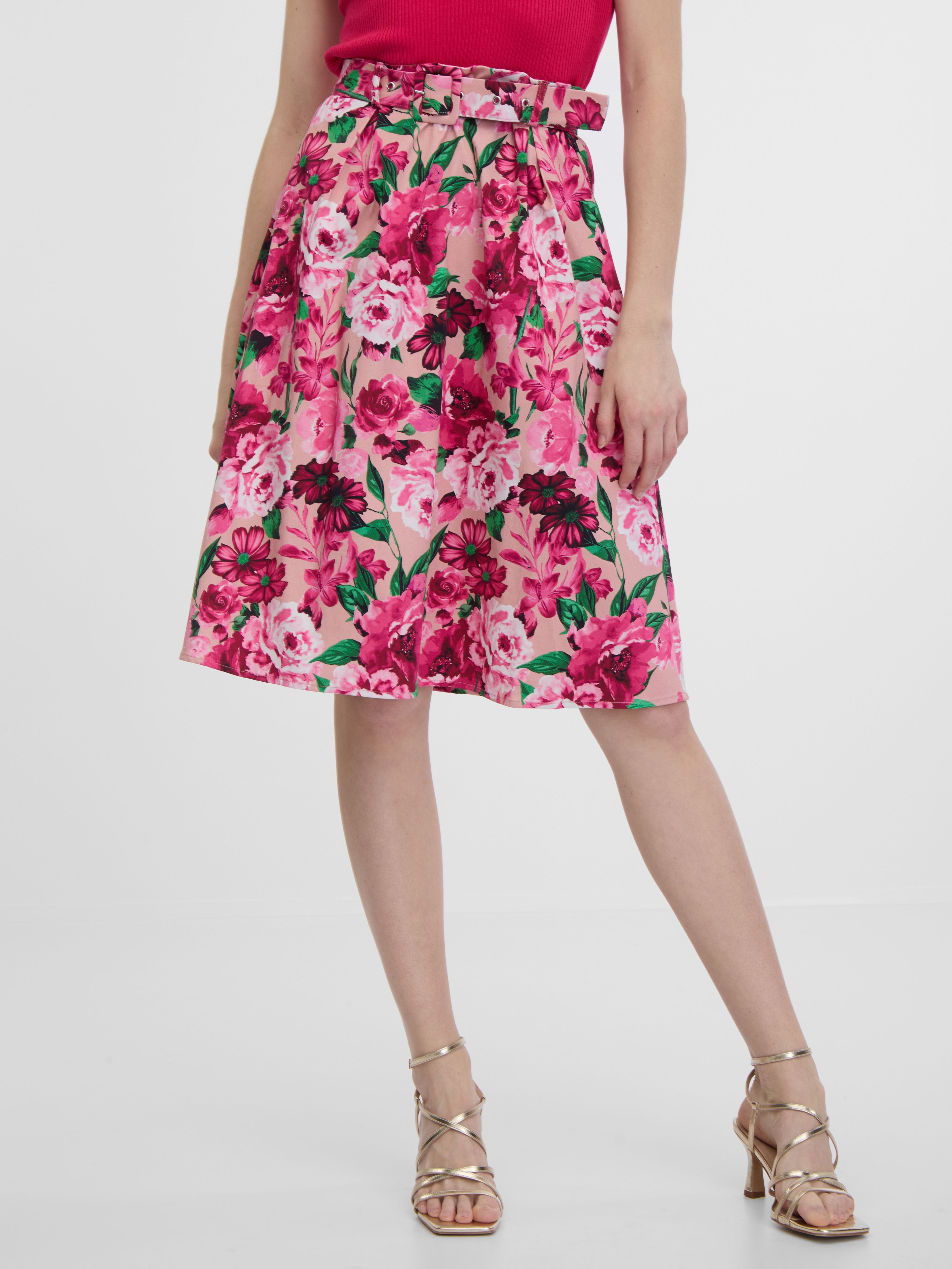 Ružová dámska kvetinová sukňa ORSAY
