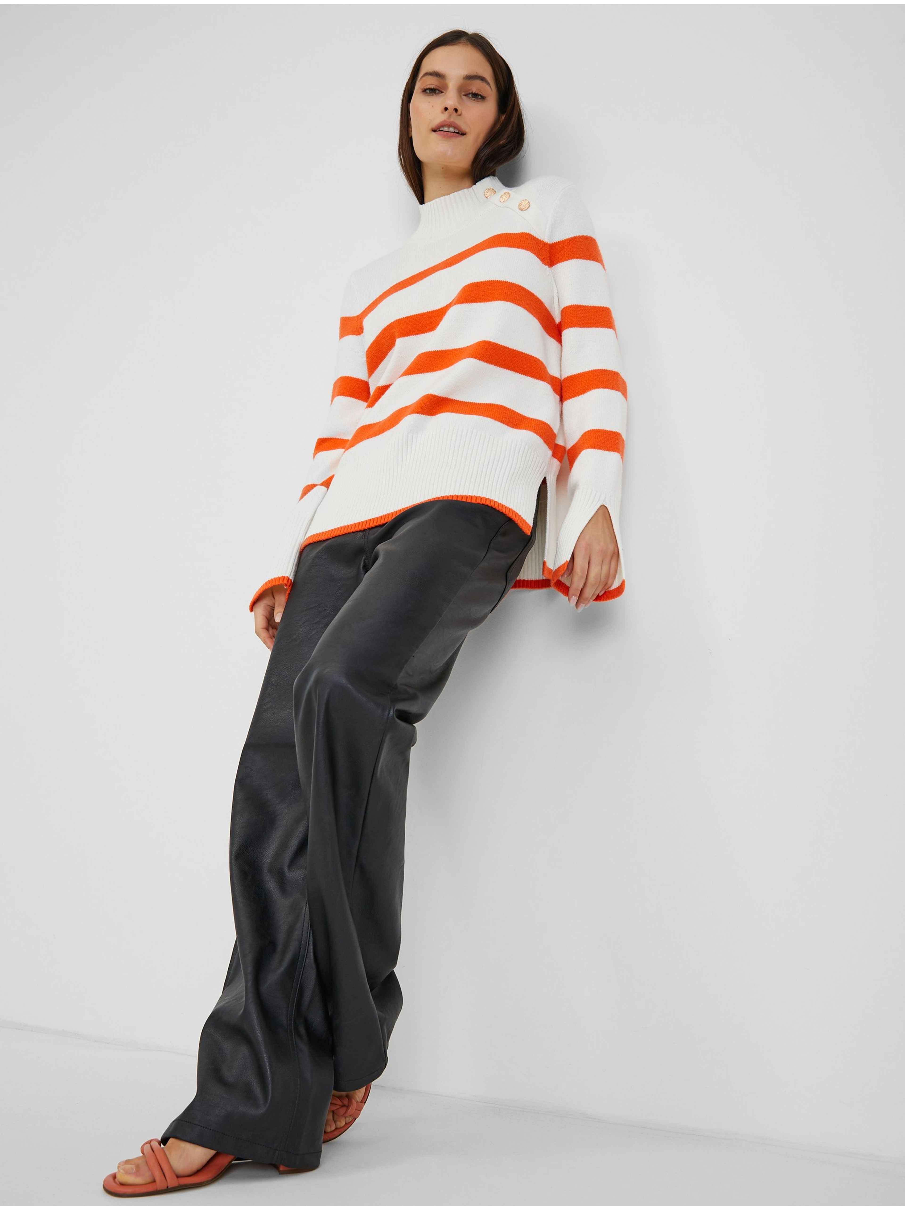 Orange-weißer gestreifter Damen Pullover ORSAY