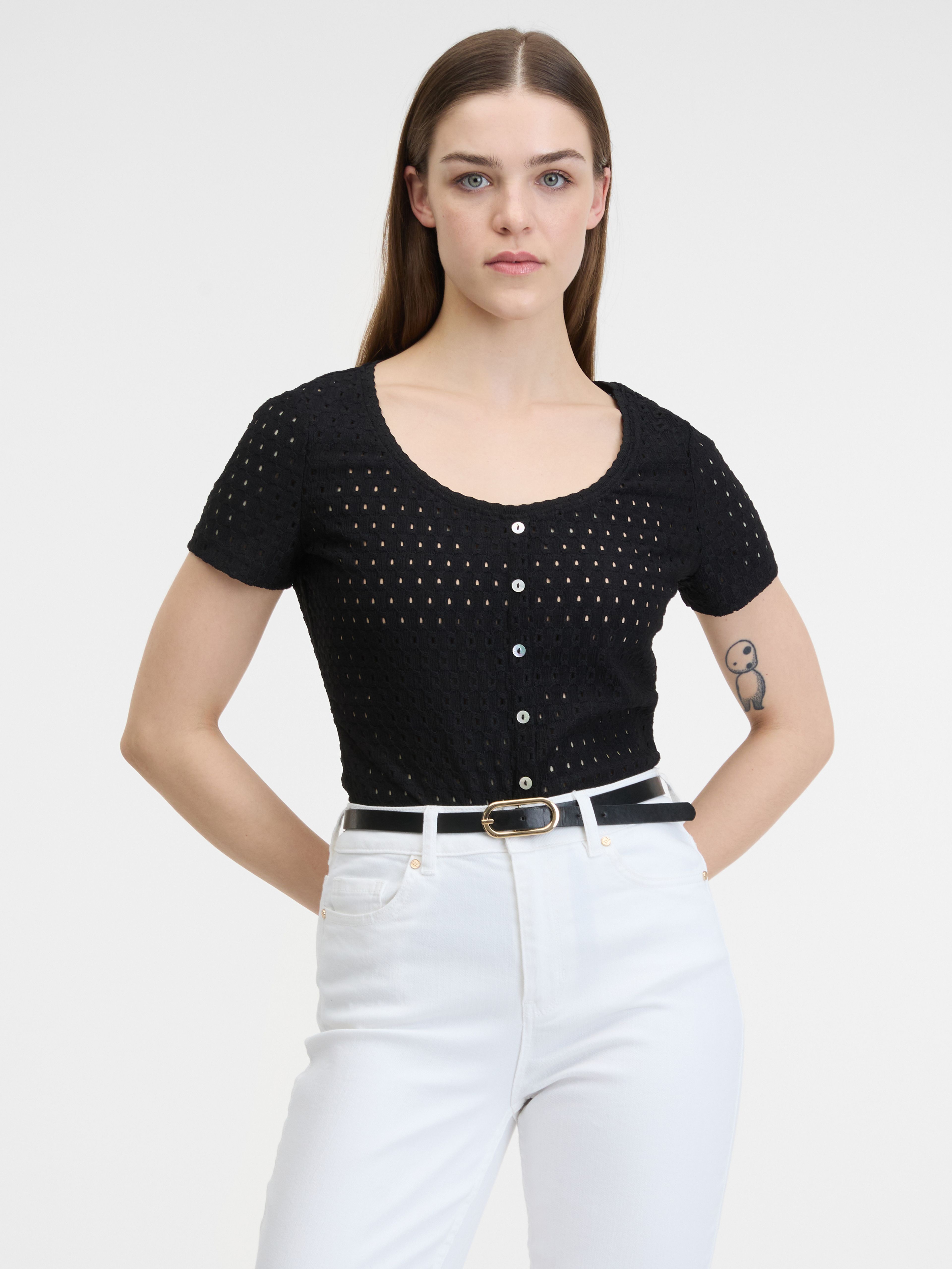 Schwarzes Damen-T-Shirt ORSAY
