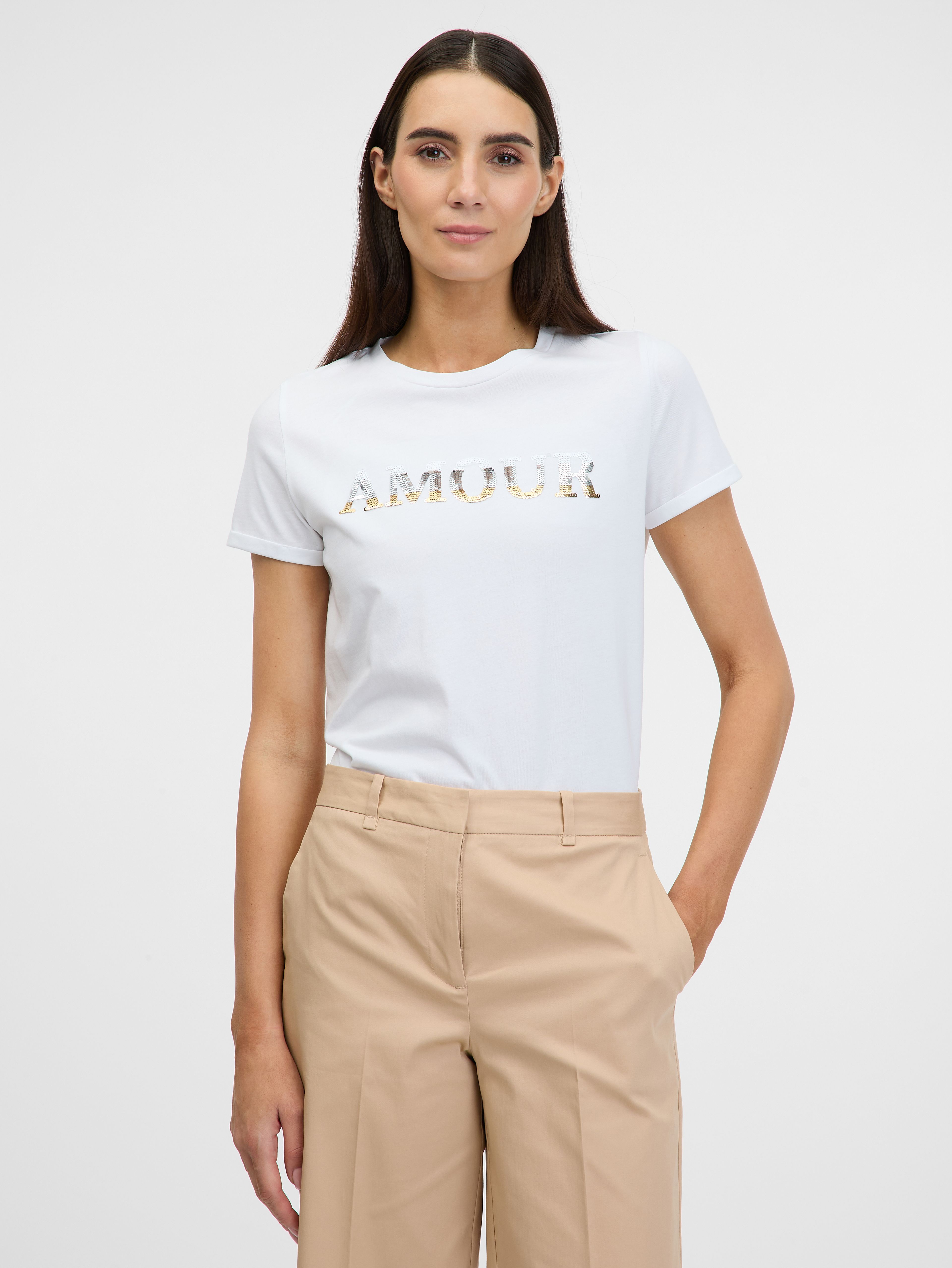 Weißes Kurzarm-T-Shirt für Frauen ORSAY