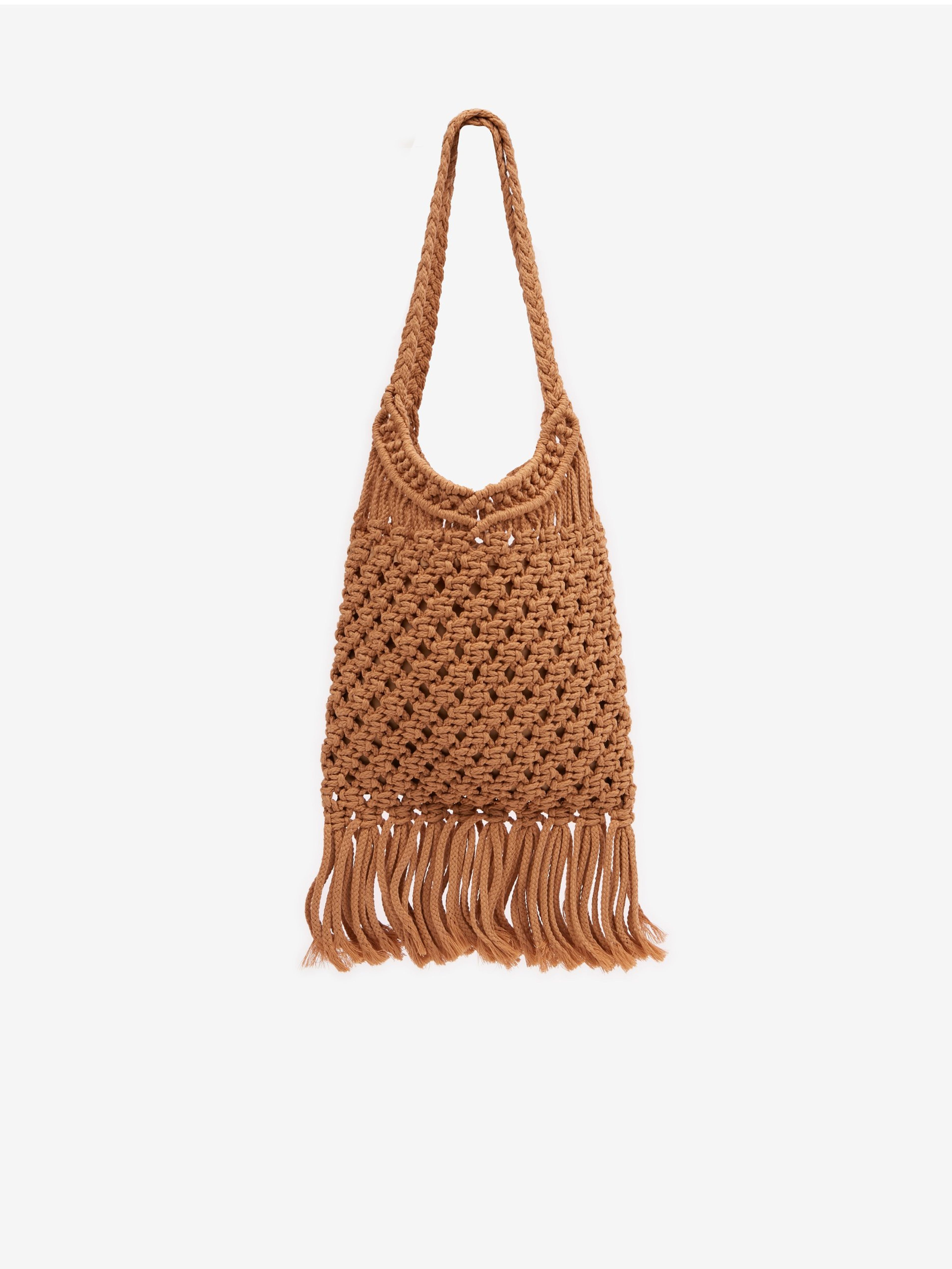 Hnedá dámska pletená kabelka s ozdobnými detailmi ORSAY