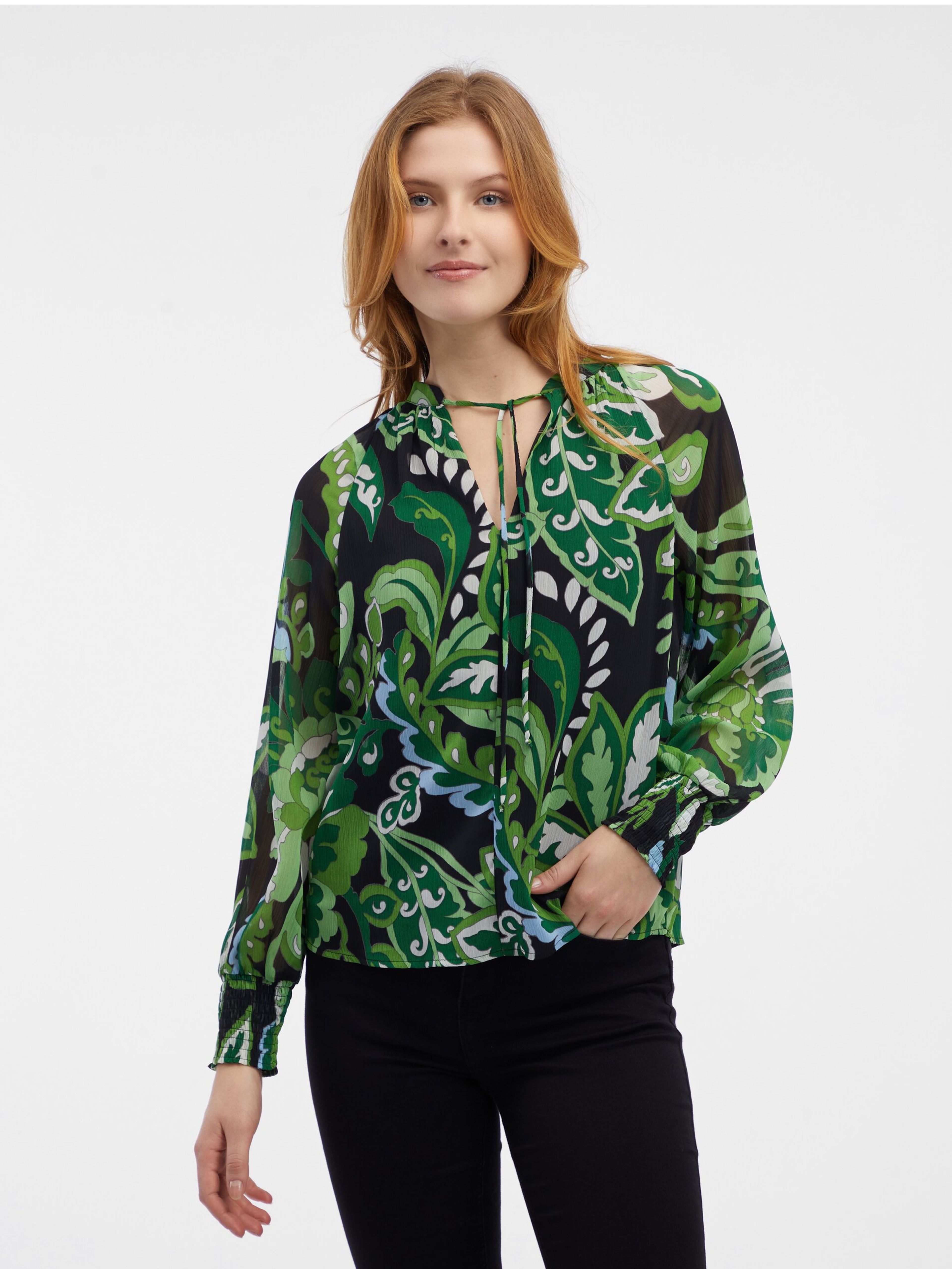 Zielona damska wzorzysta bluzka ORSAY