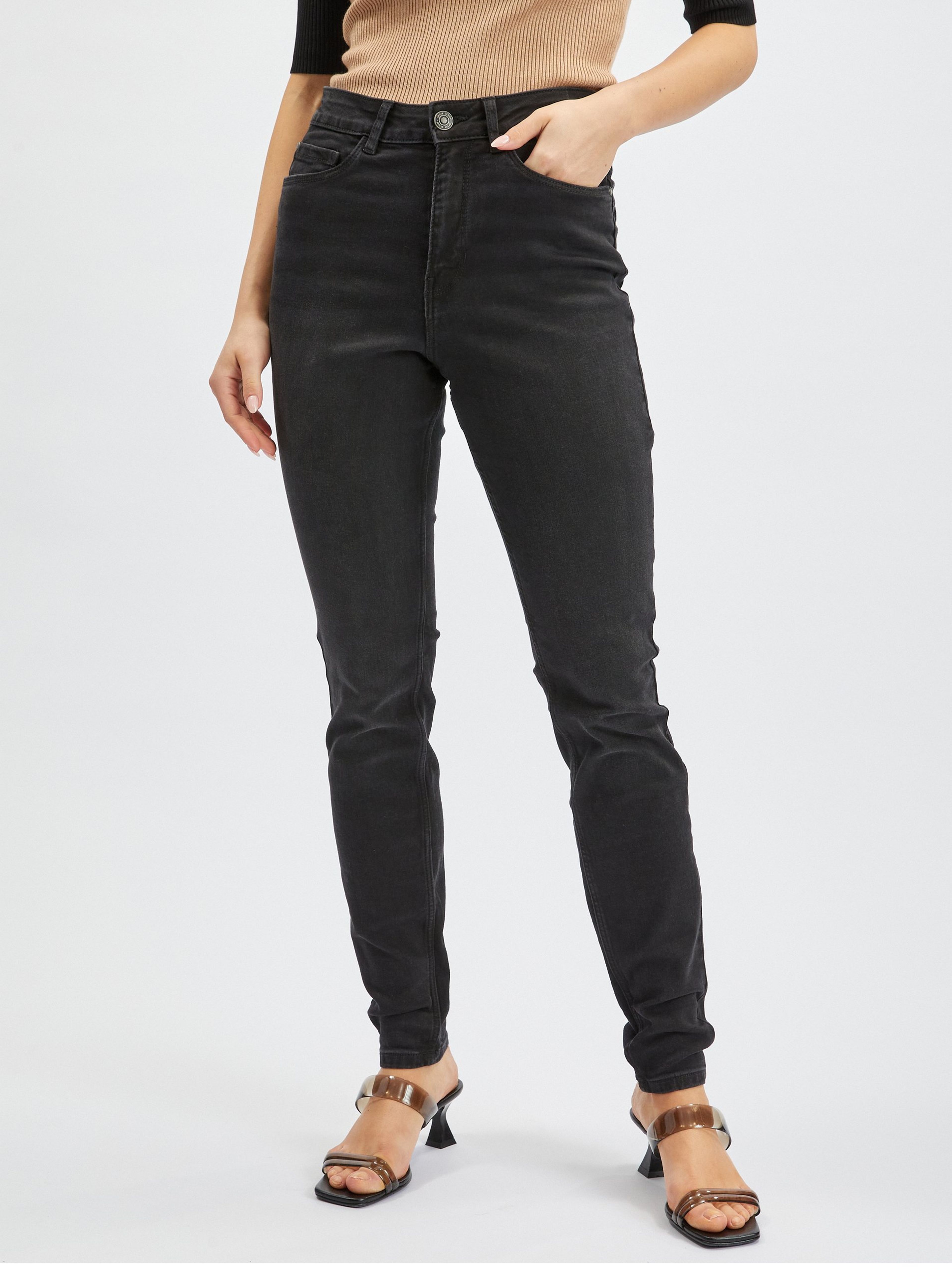 Czarne damskie skinny fit jeansy ORSAY