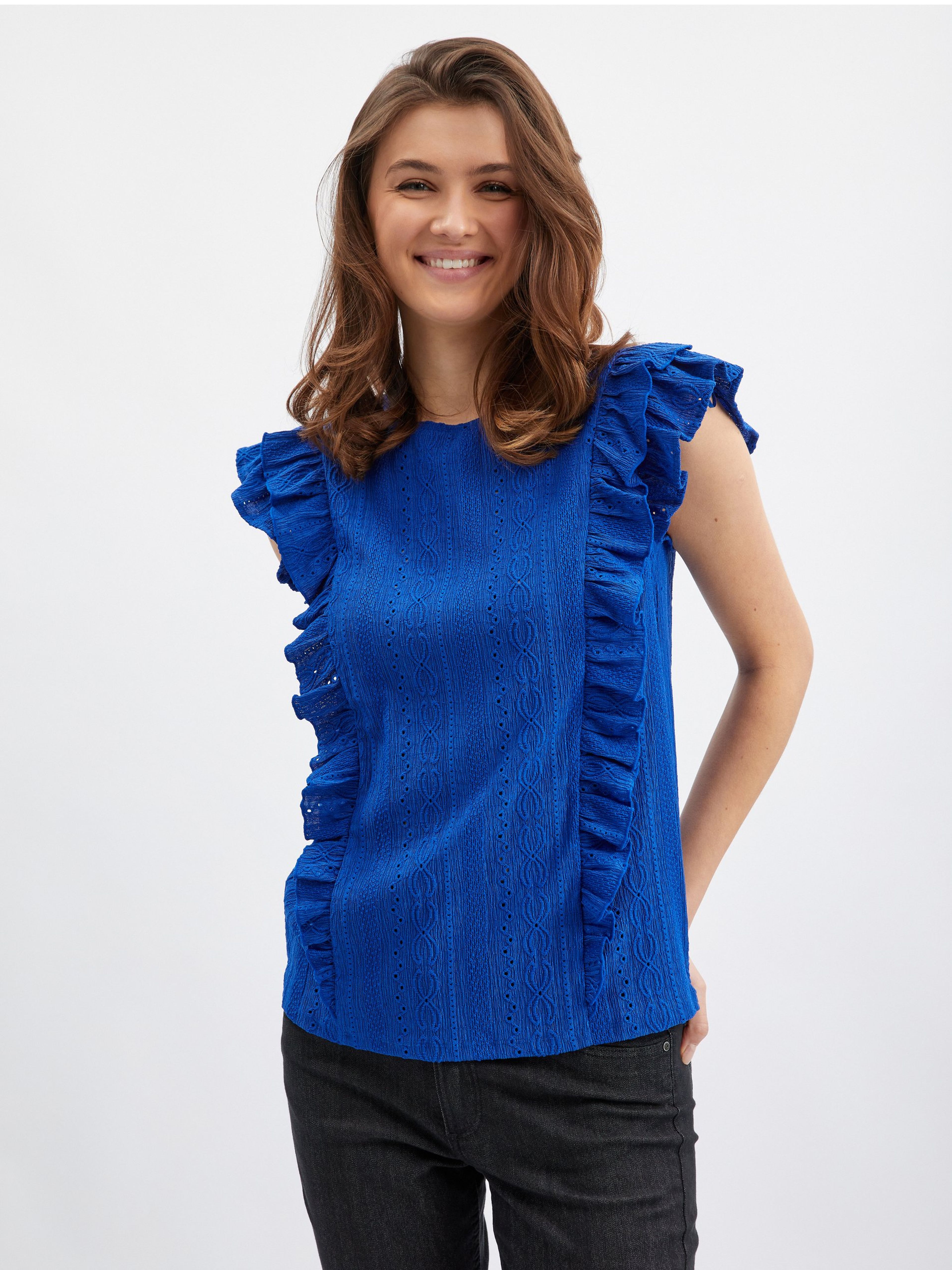 Blaues Damenshirt Mit R sche ORSAY Orsay at Der Offizielle E Shop 