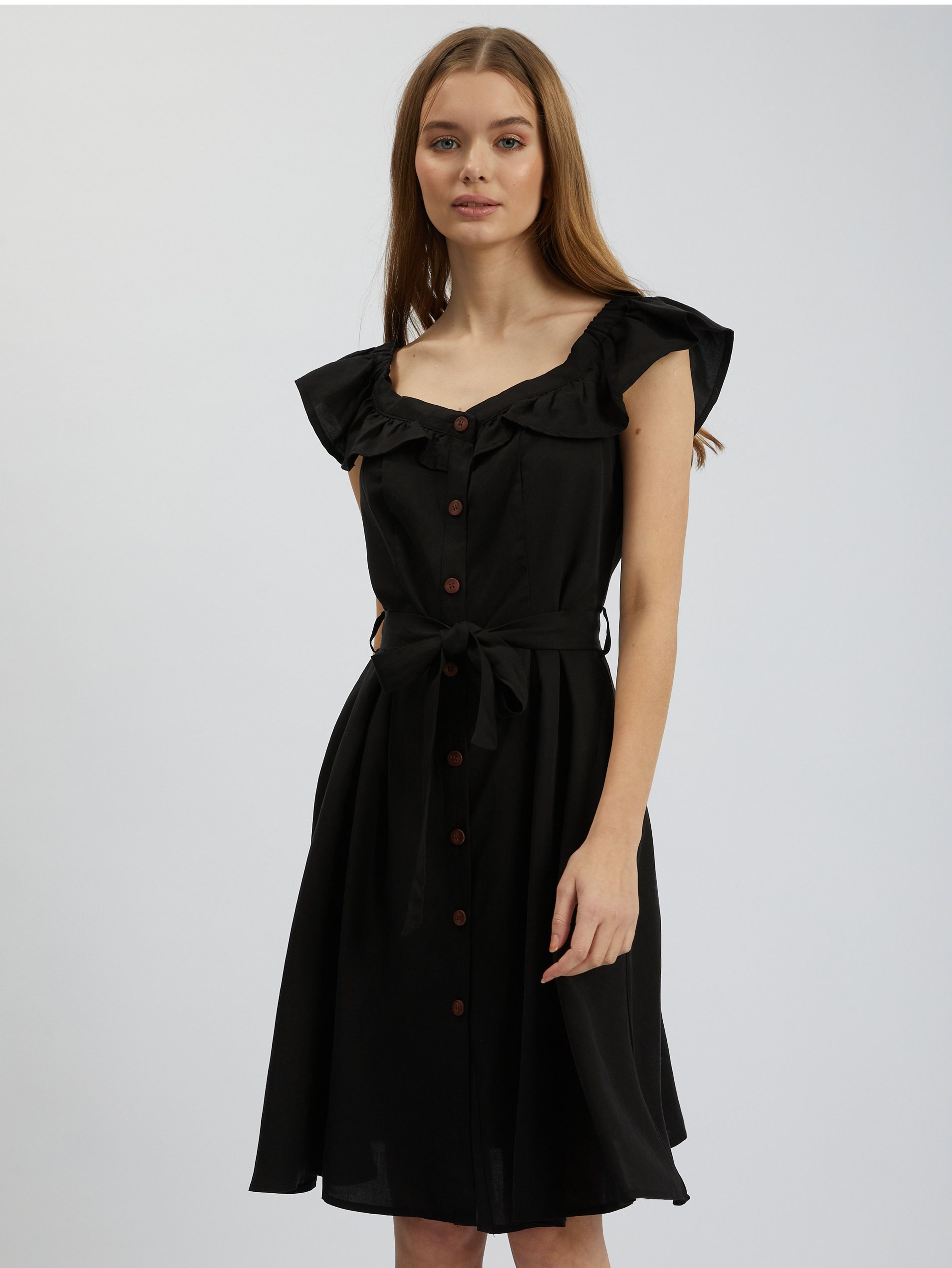 Čierne dámske šaty s plátnom ORSAY