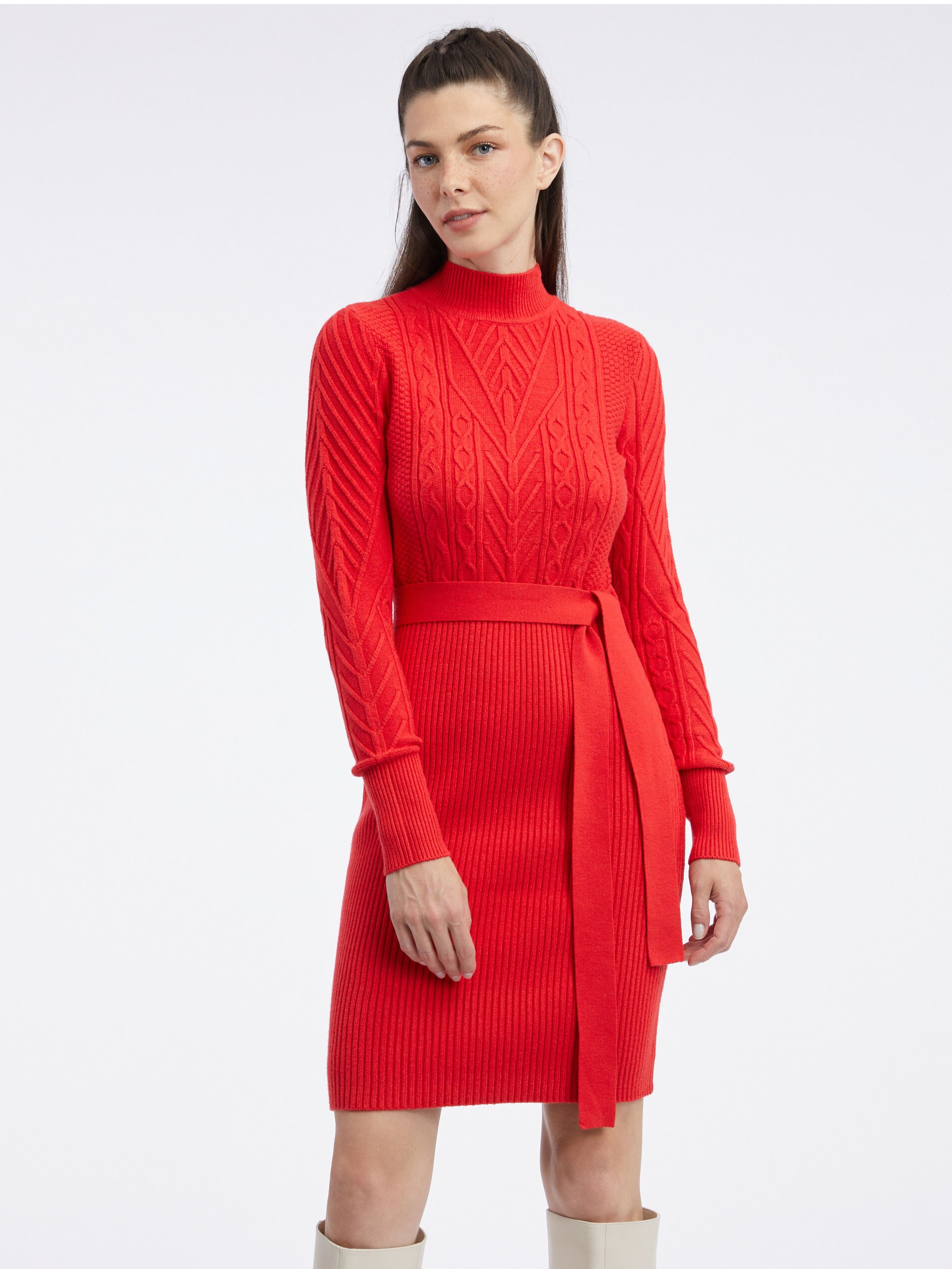 Červené dámske svetrové šaty ORSAY