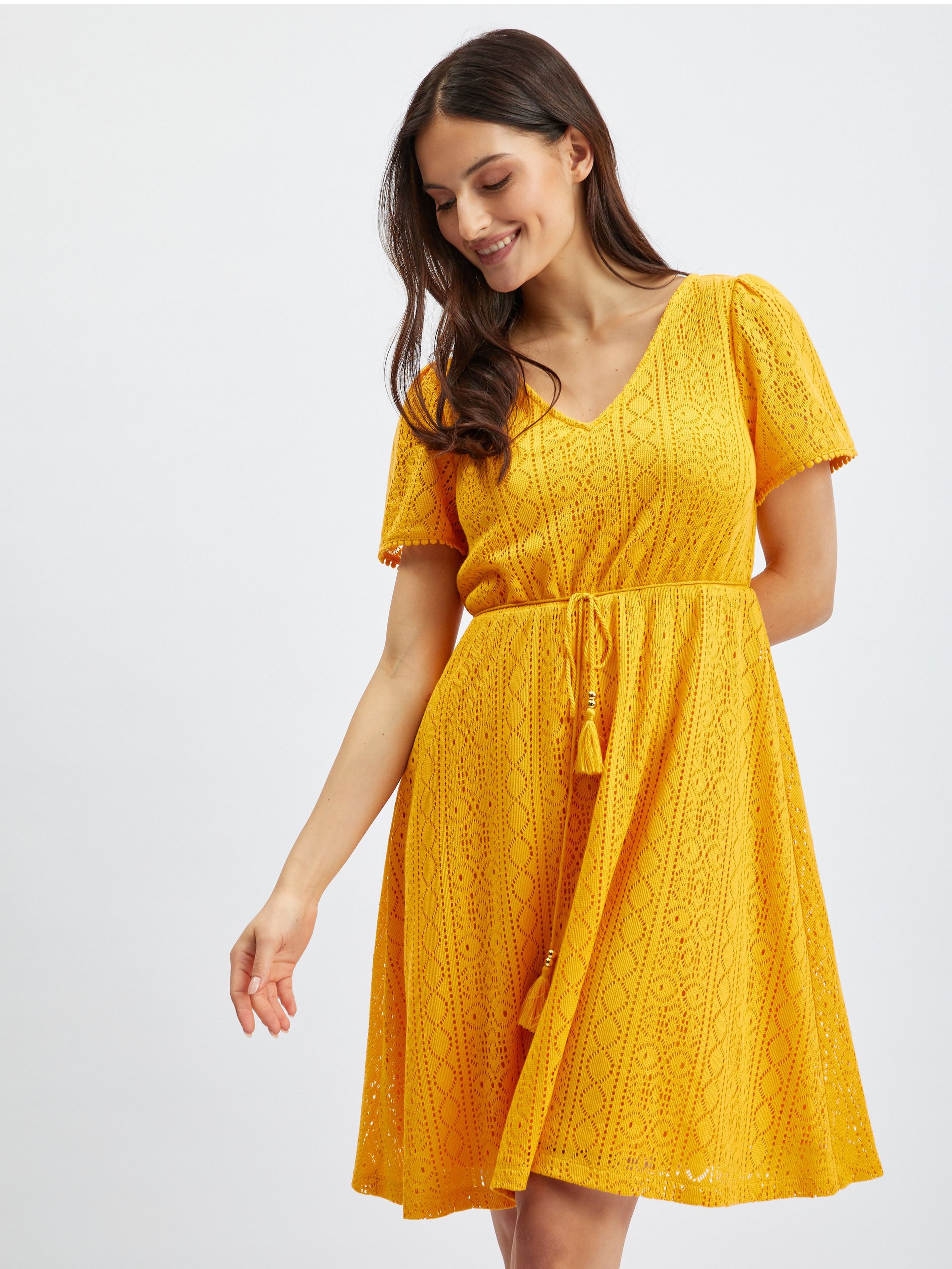 Żółta wzorzysta sukienka damska ORSAY