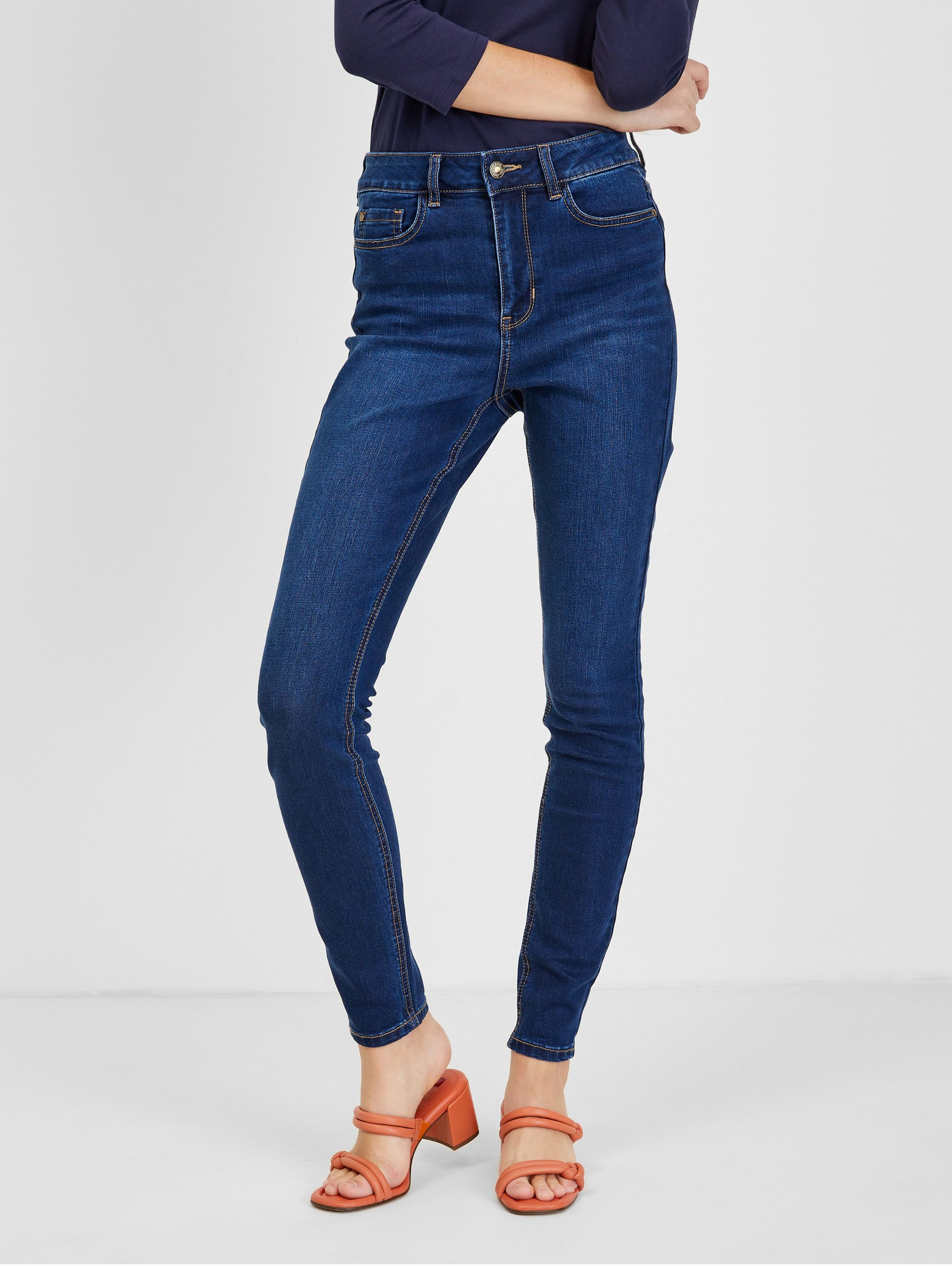 Granatowe damskie jeansy skinny fit ORSAY