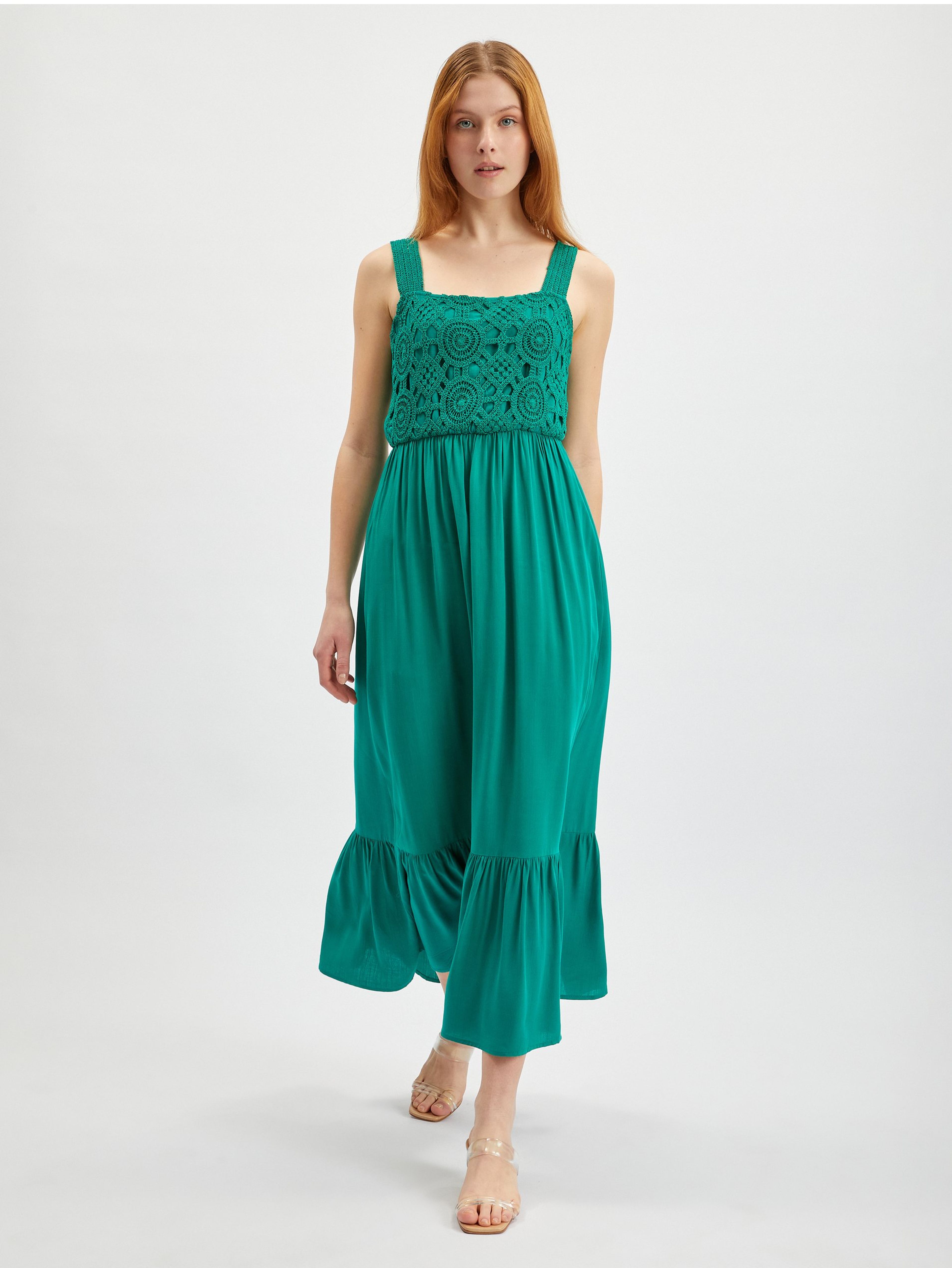 Zielona damska sukienka maxi ORSAY