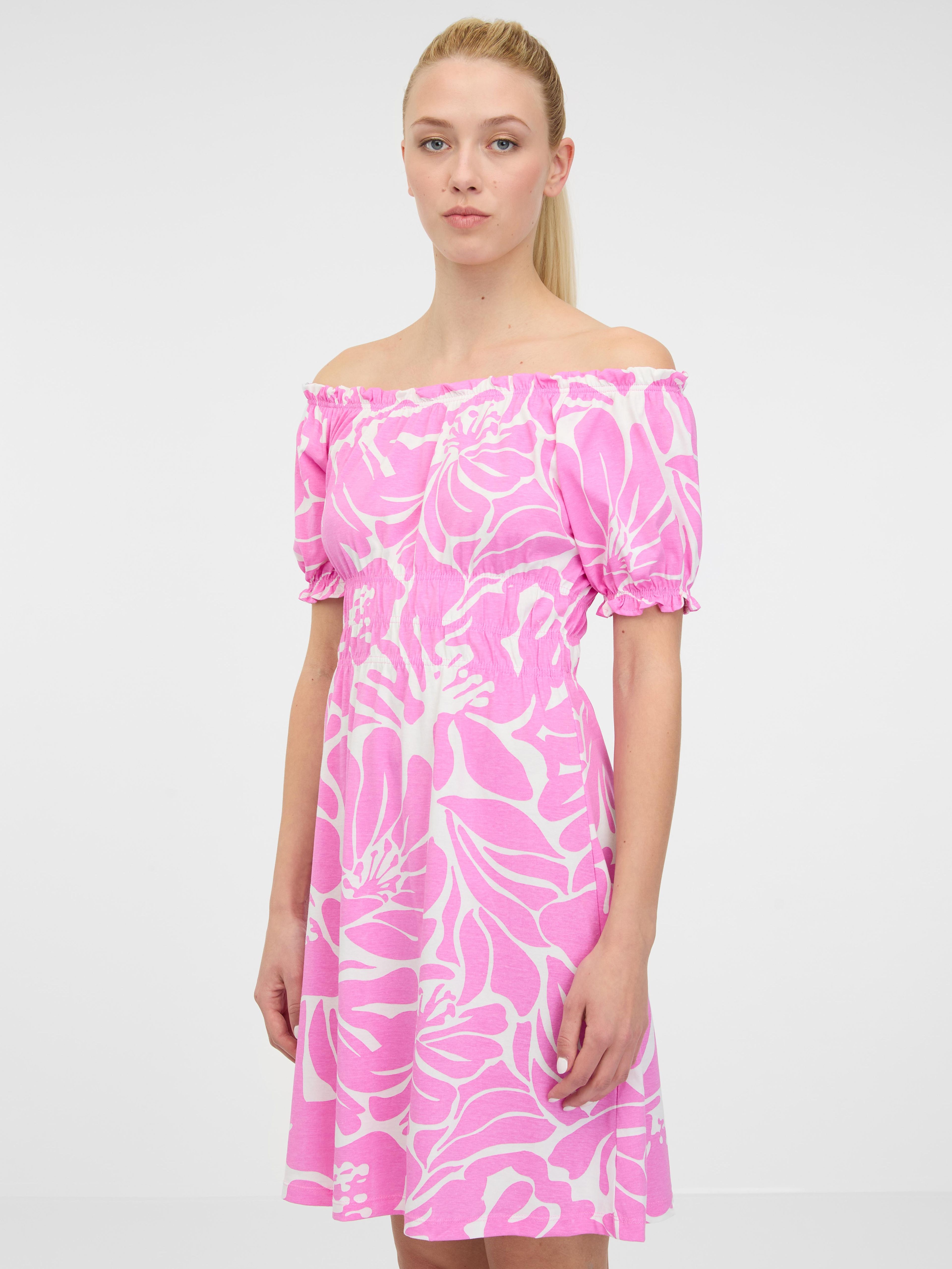 Světle růžové dámské šaty ke kolenům ORSAY