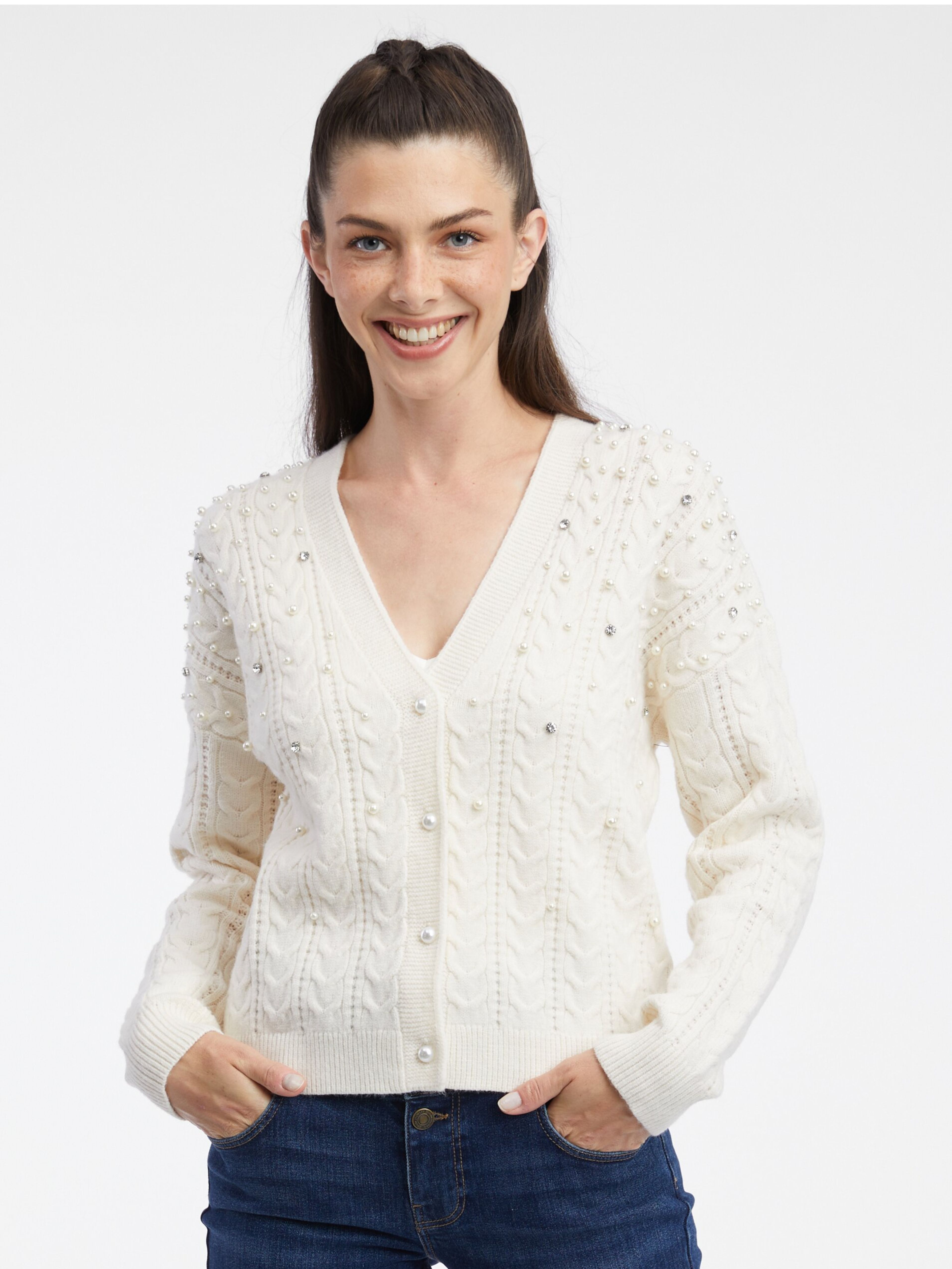 Cardigan crem pentru femei ORSAY