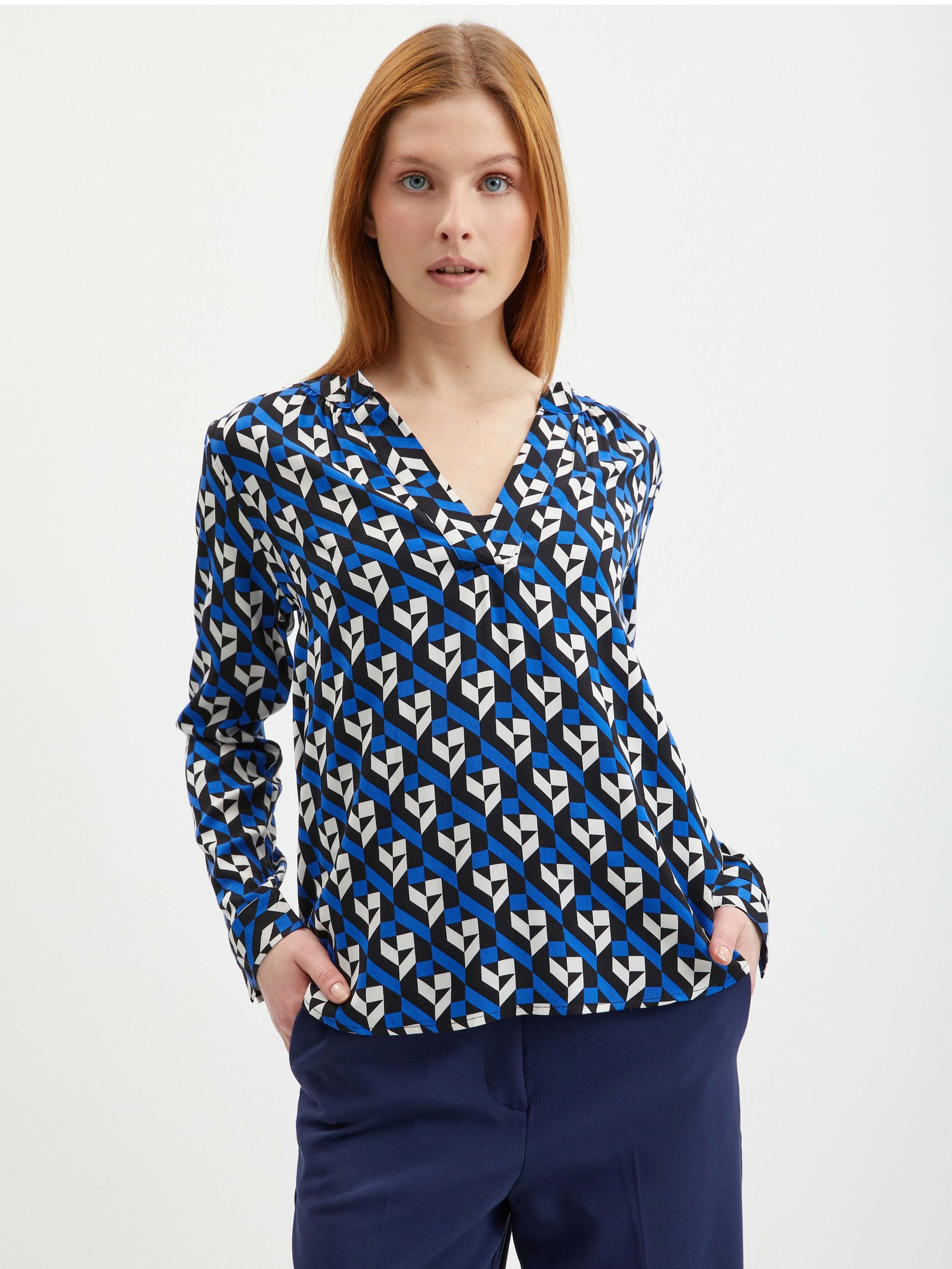 Niebieska bluzka damska z wzorem ORSAY