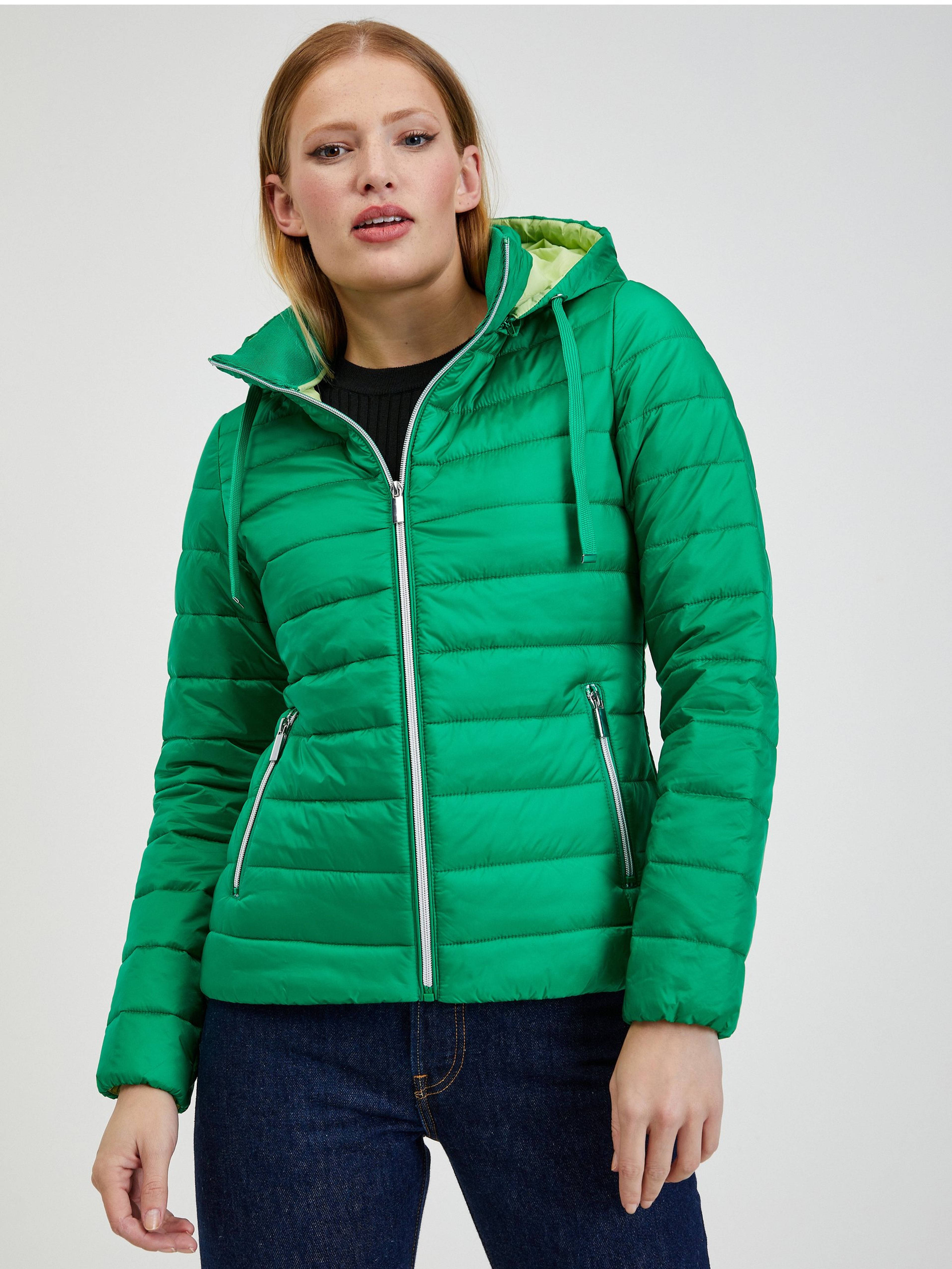 Zelená dámska zimná prešívaná bunda ORSAY