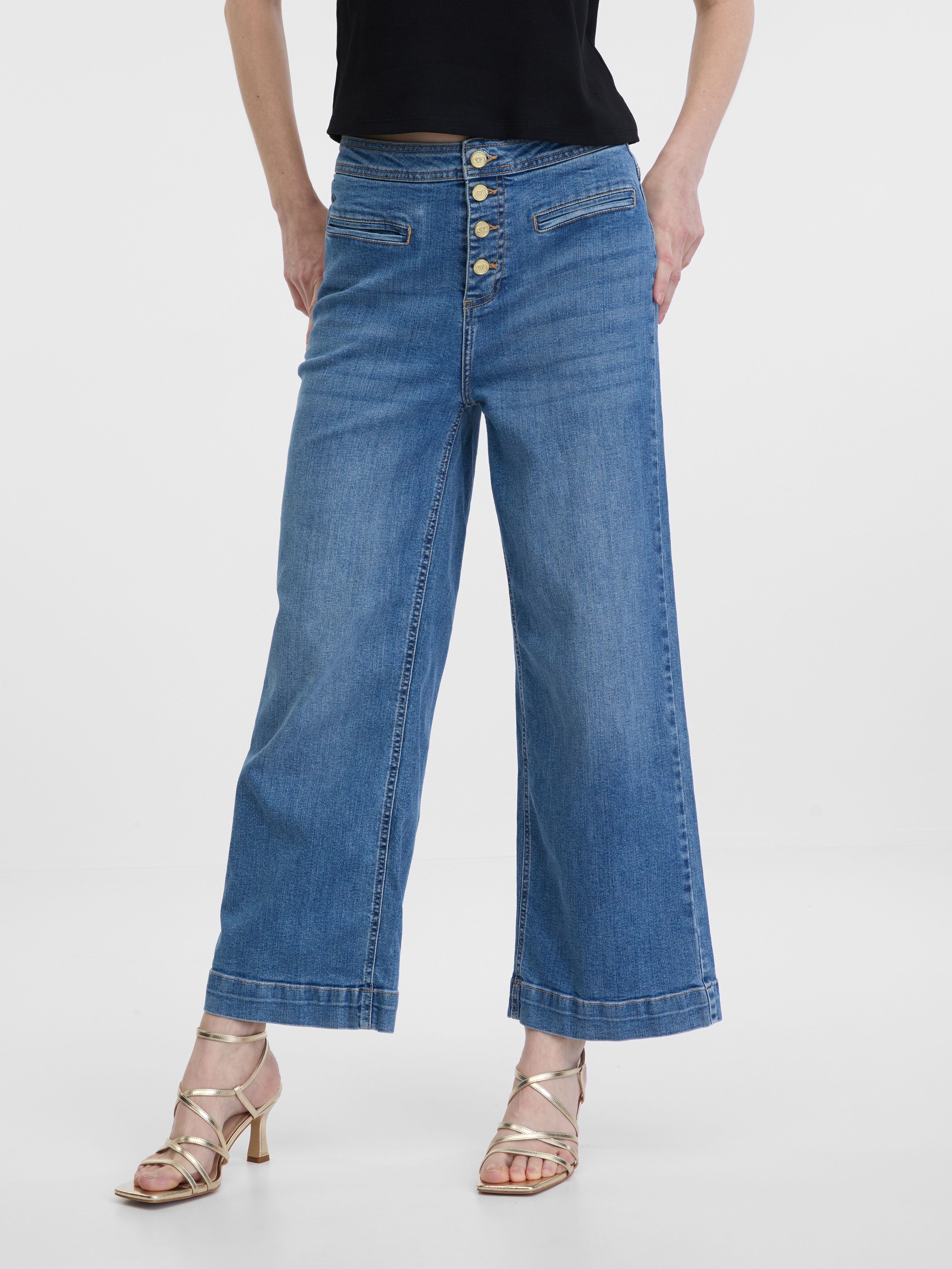 Modré dámské široké džíny ORSAY