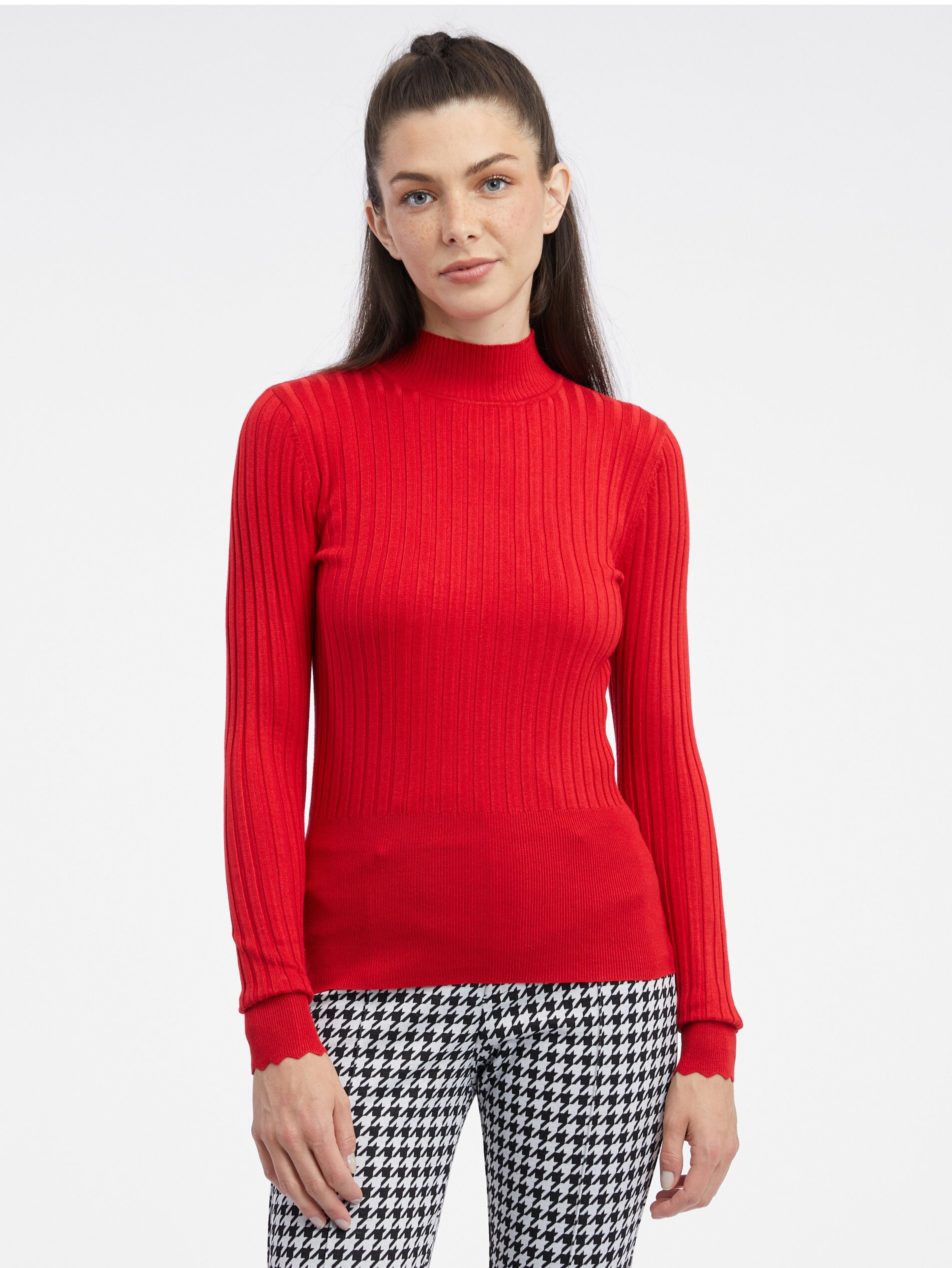 ORSAY piros női bordázott pulóver