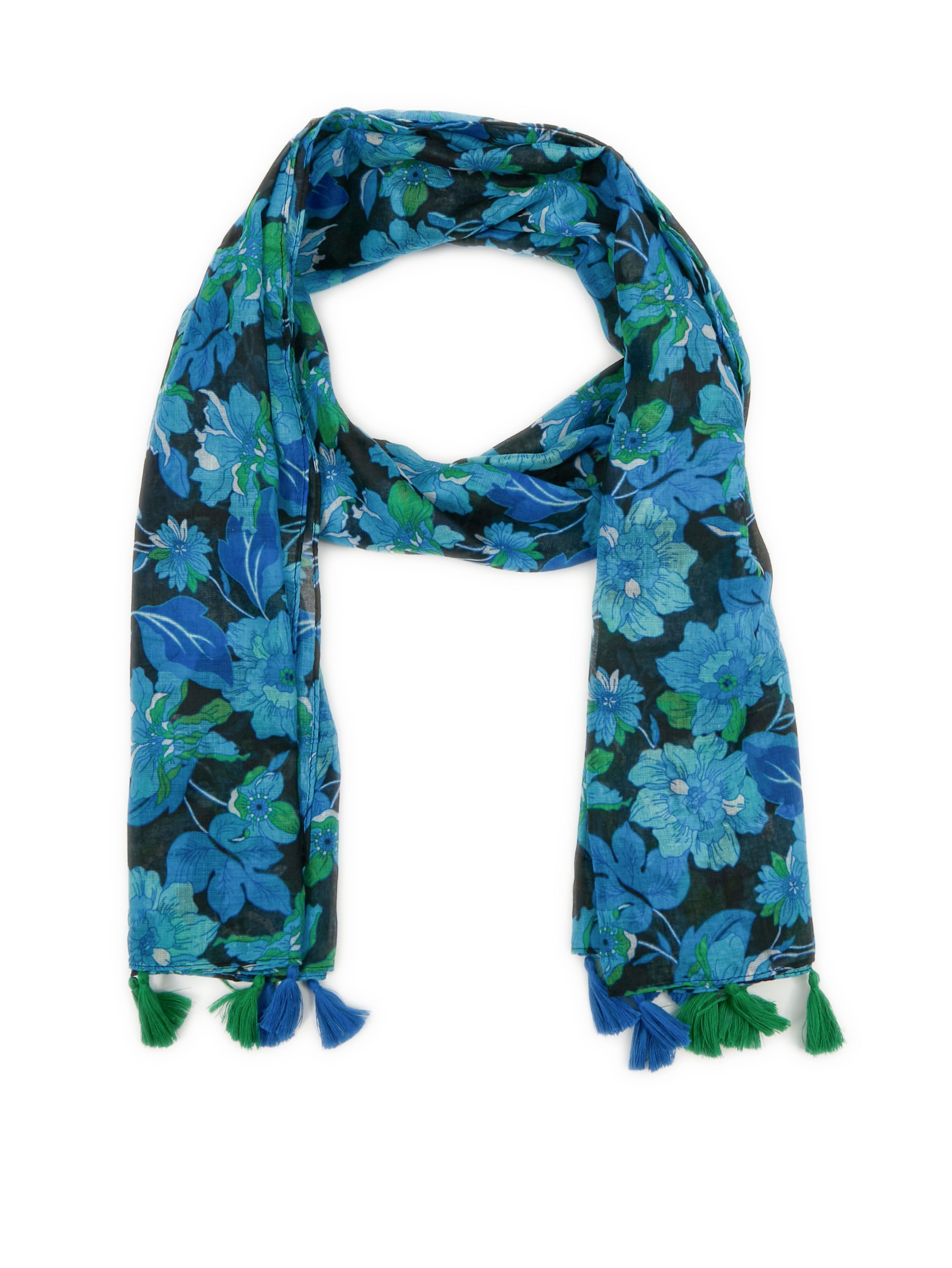 Niebieski szalik damski w kwiaty ORSAY