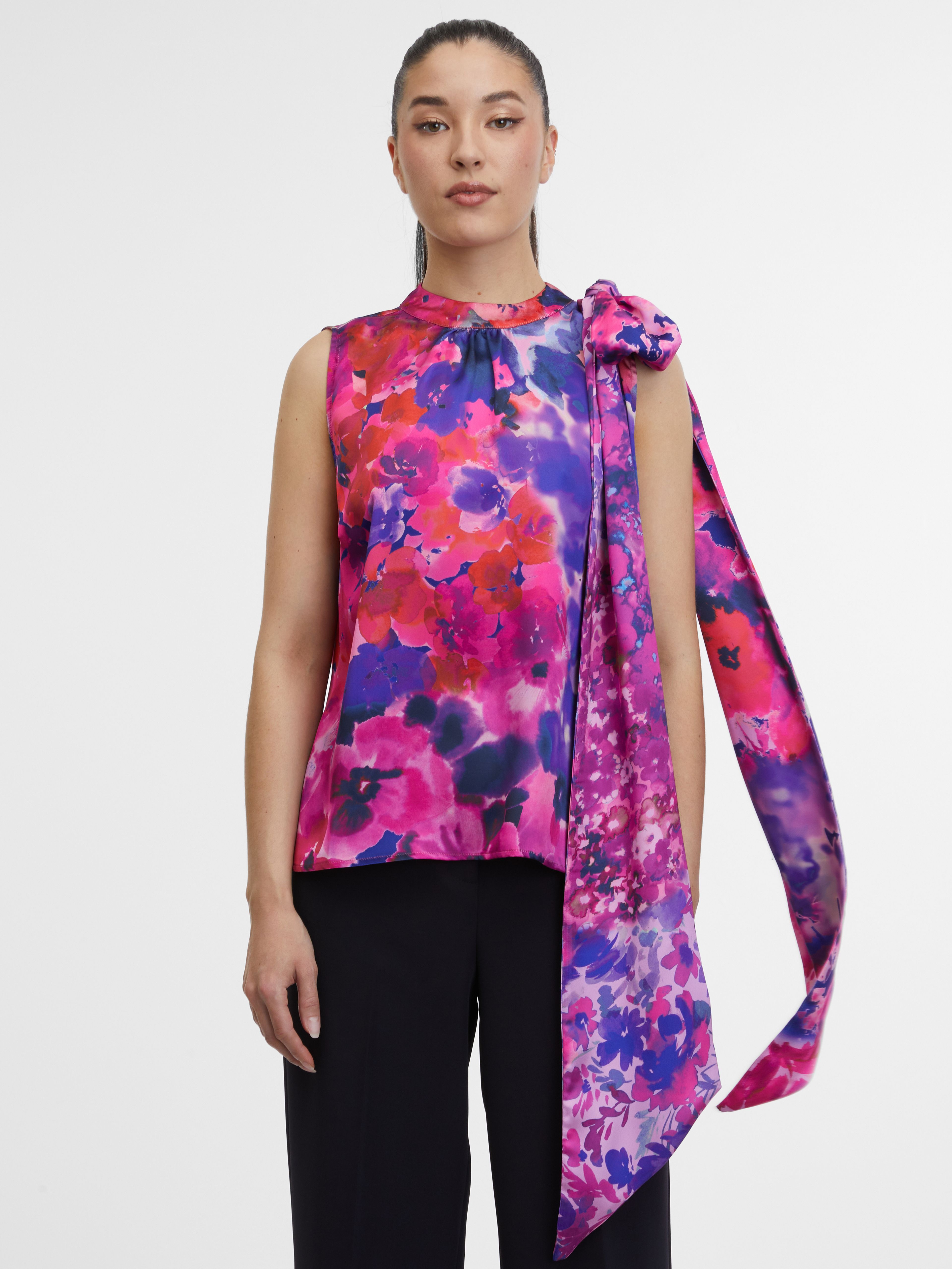 Vijolična ženska cvetlična majica ORSAY