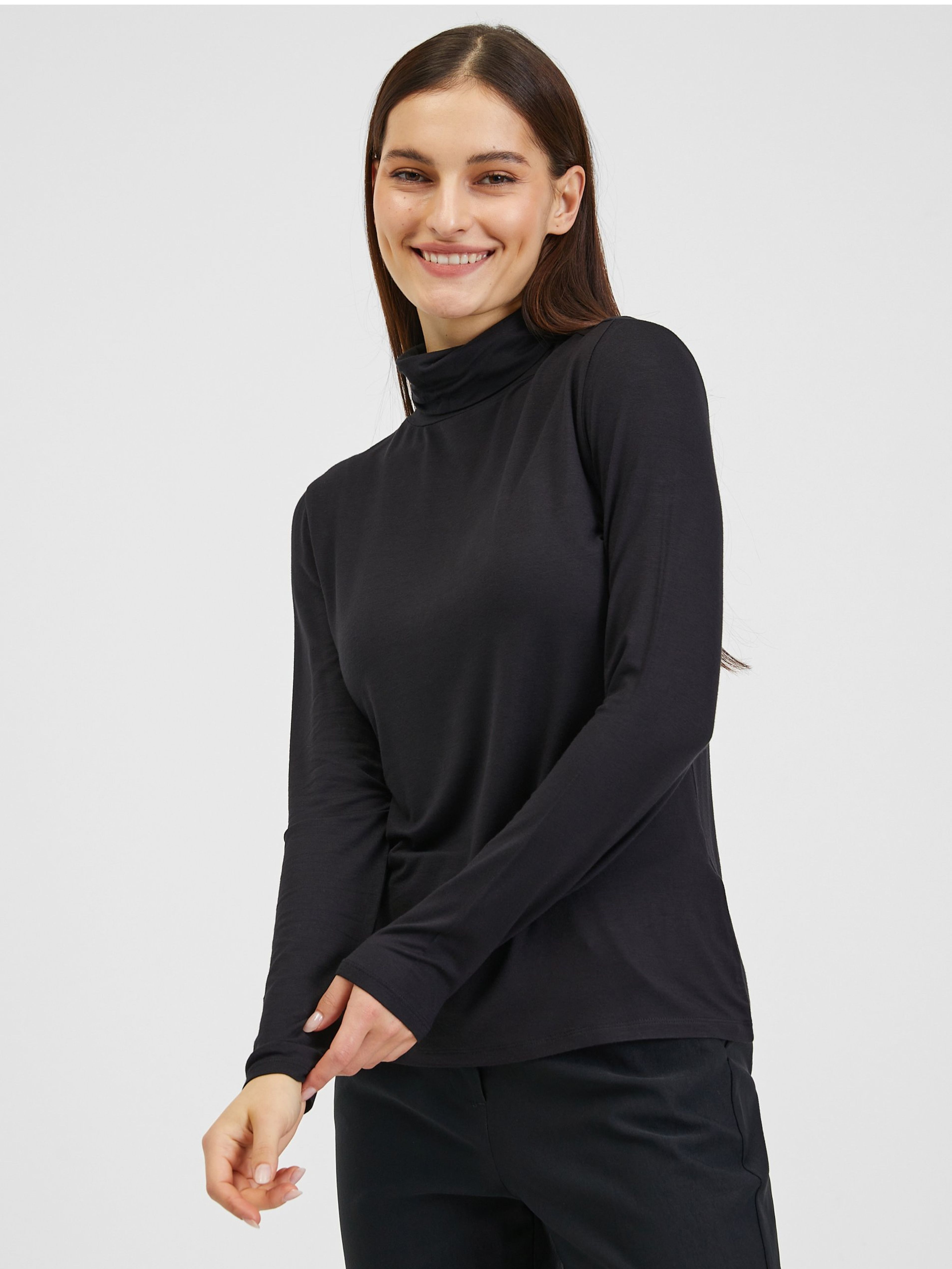 Bluză cu guler înalt neagră pentru femei ORSAY