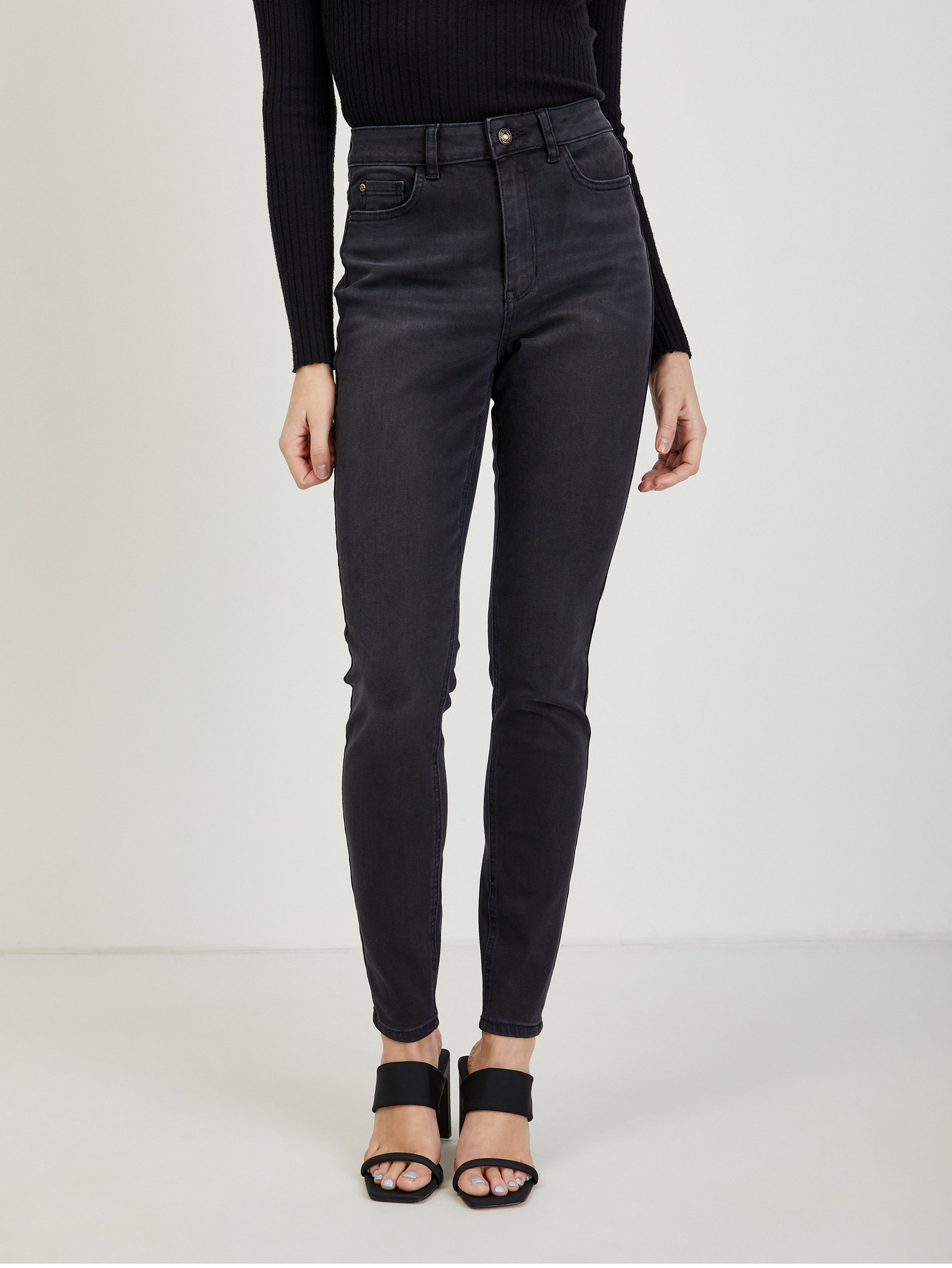 Czarne damskie jeansy skinny fit ORSAY