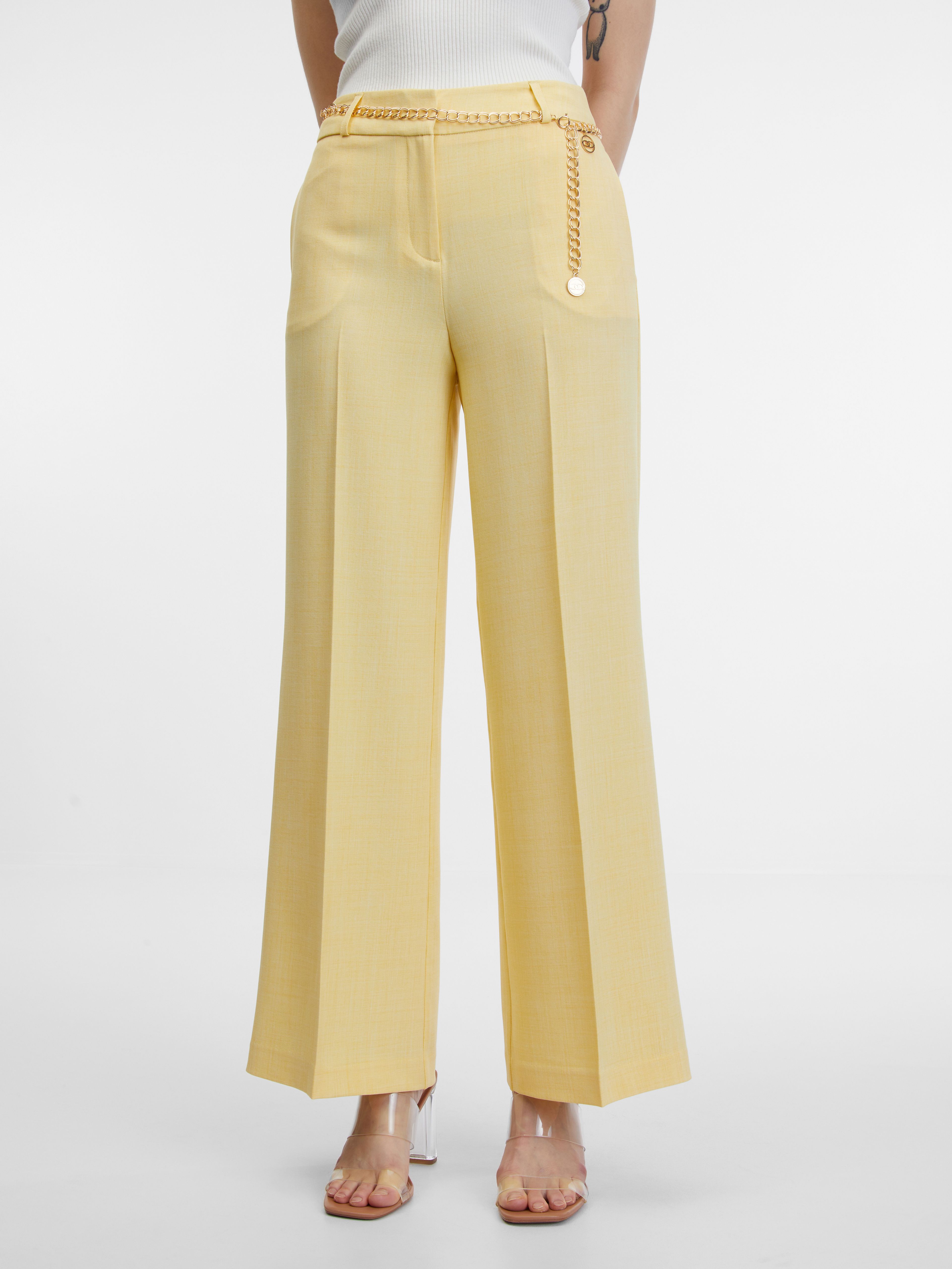 Żółte szerokie spodnie damskie ORSAY