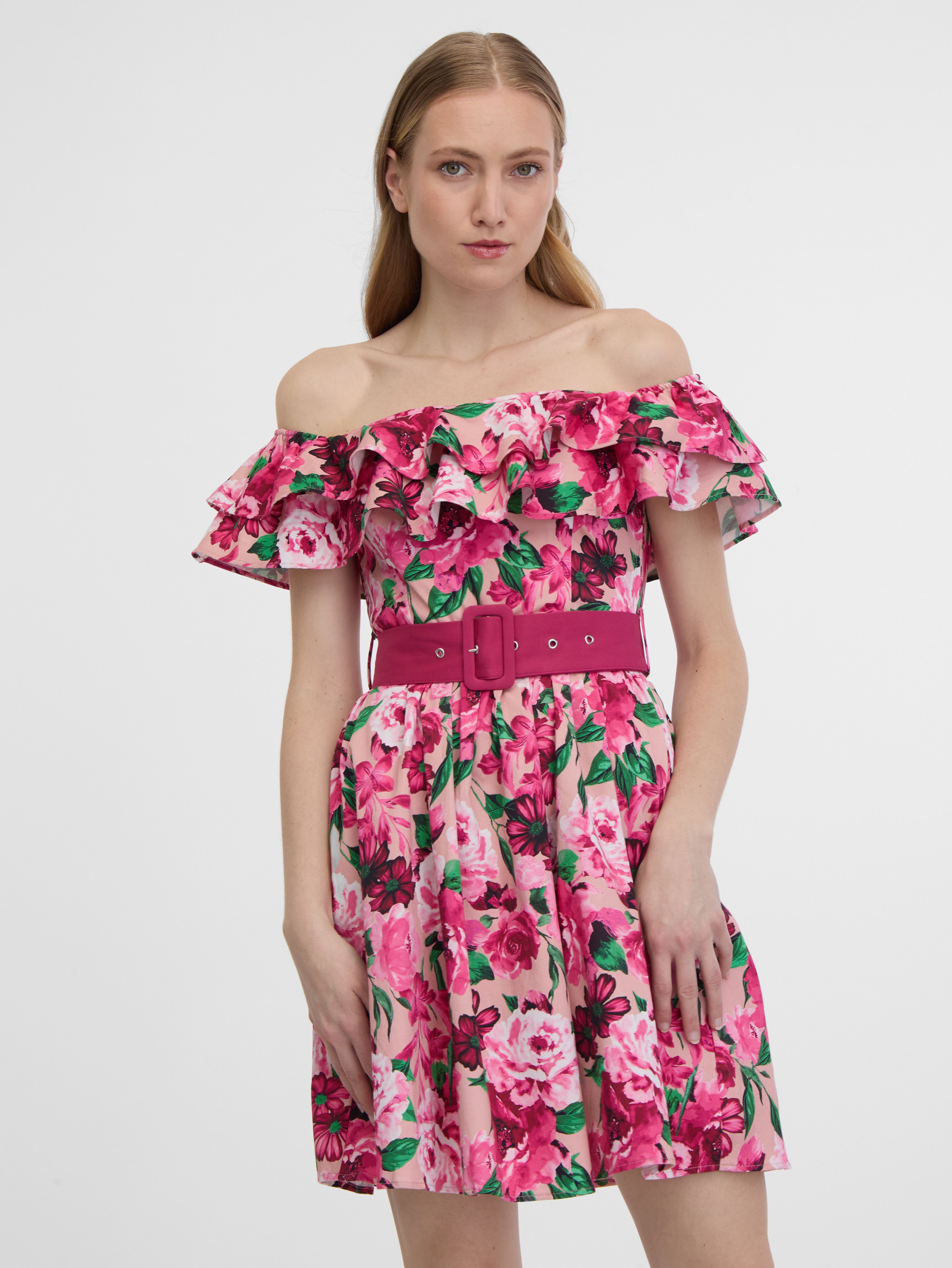 Tmavoružové dámske kvetované šaty ORSAY