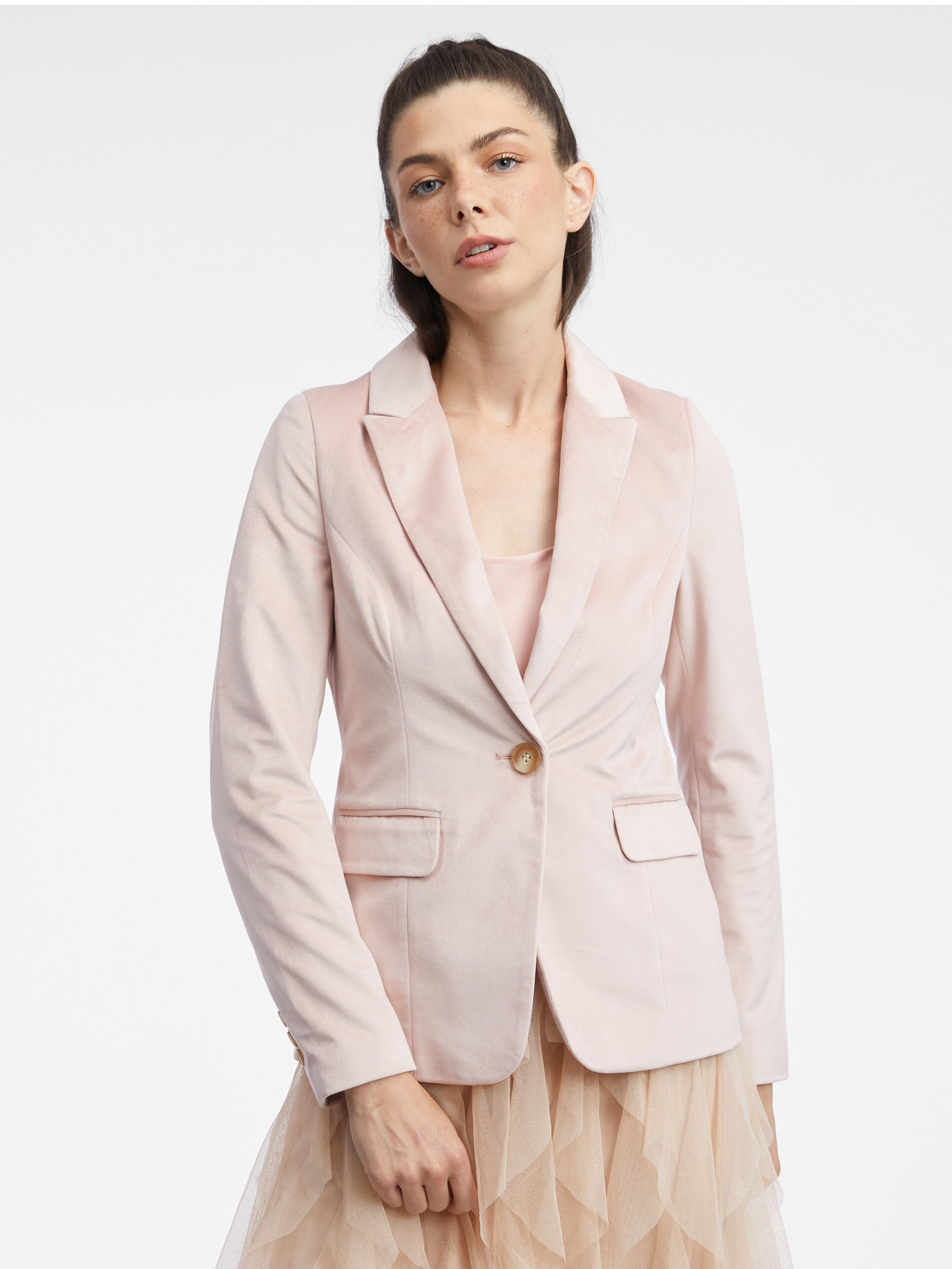 ORSAY világos rózsaszín női bársony kabát