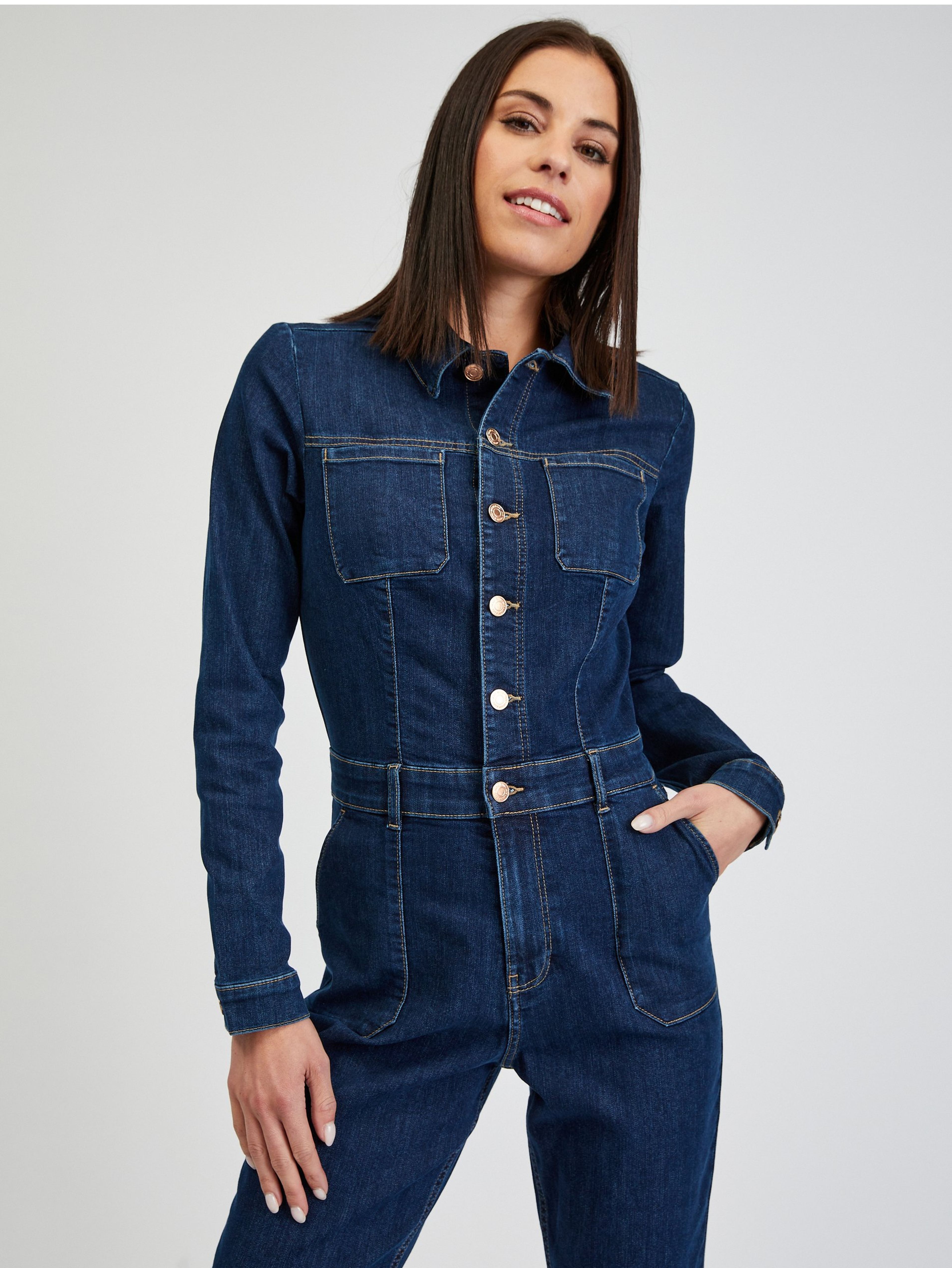 Dunkelblauer Damen-Jeans-Overall ORSAY