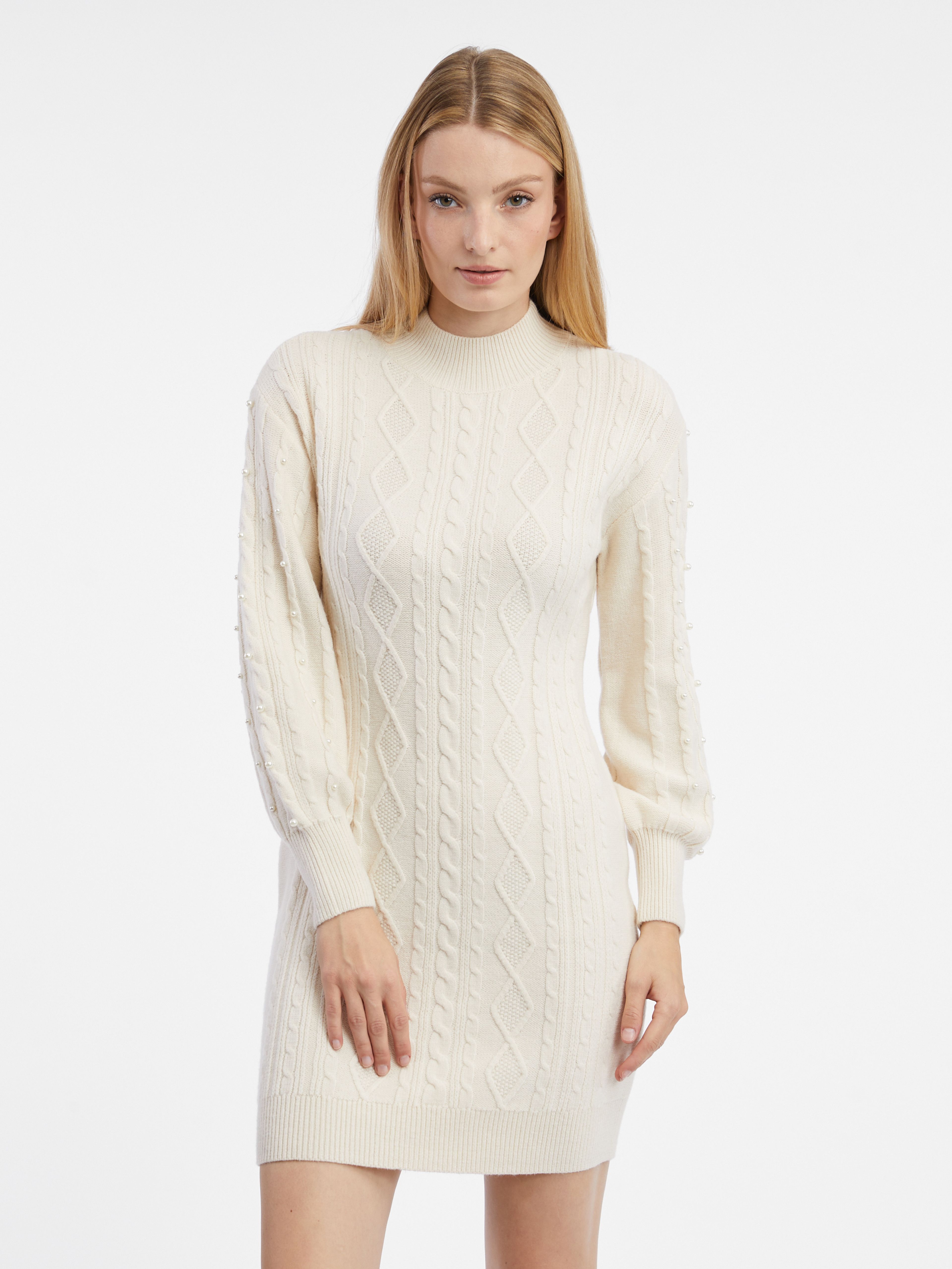 ORSAY krémszínű női pulóver ruha