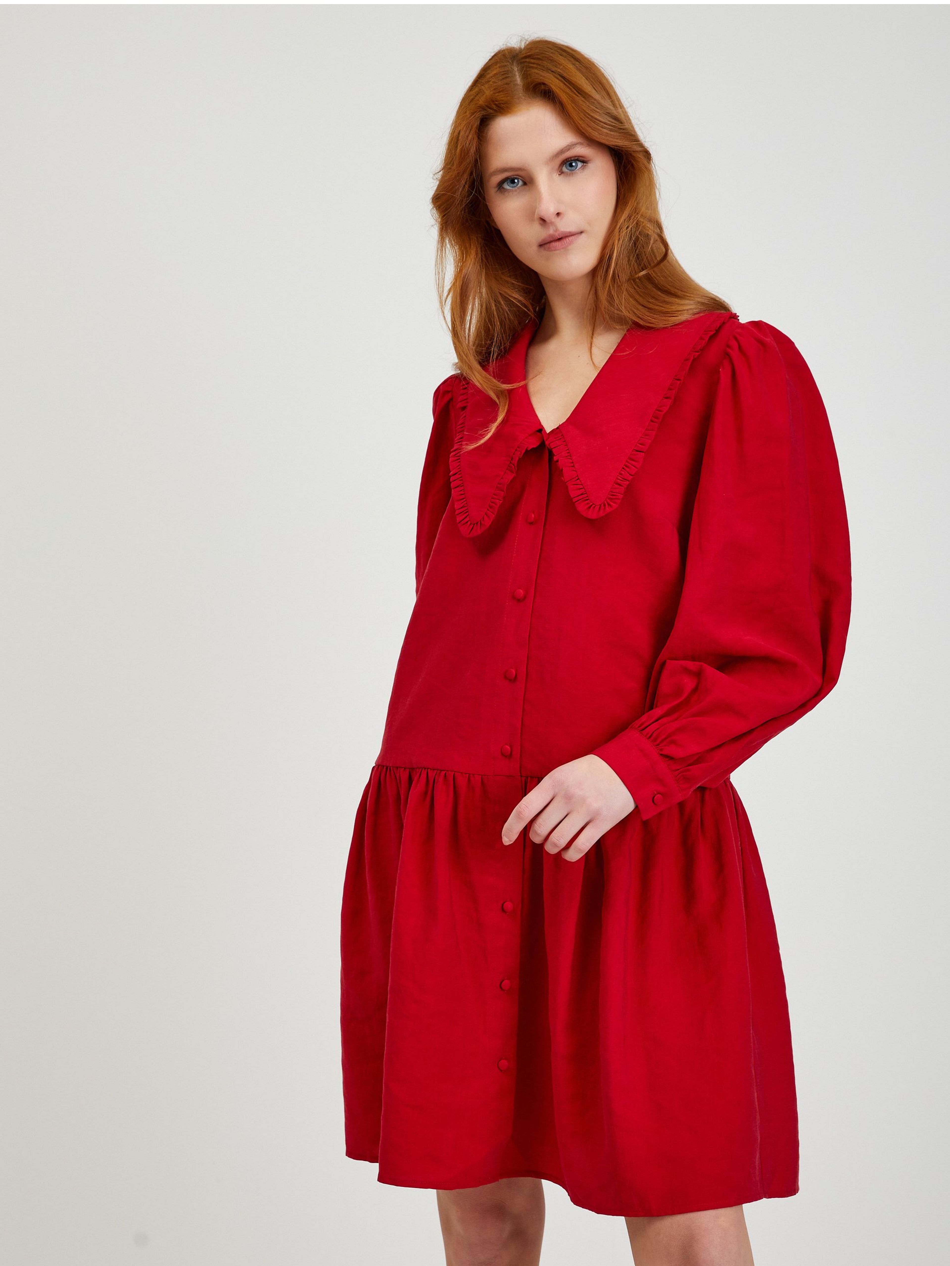 Czerwona damska sukienka koszulowa ORSAY