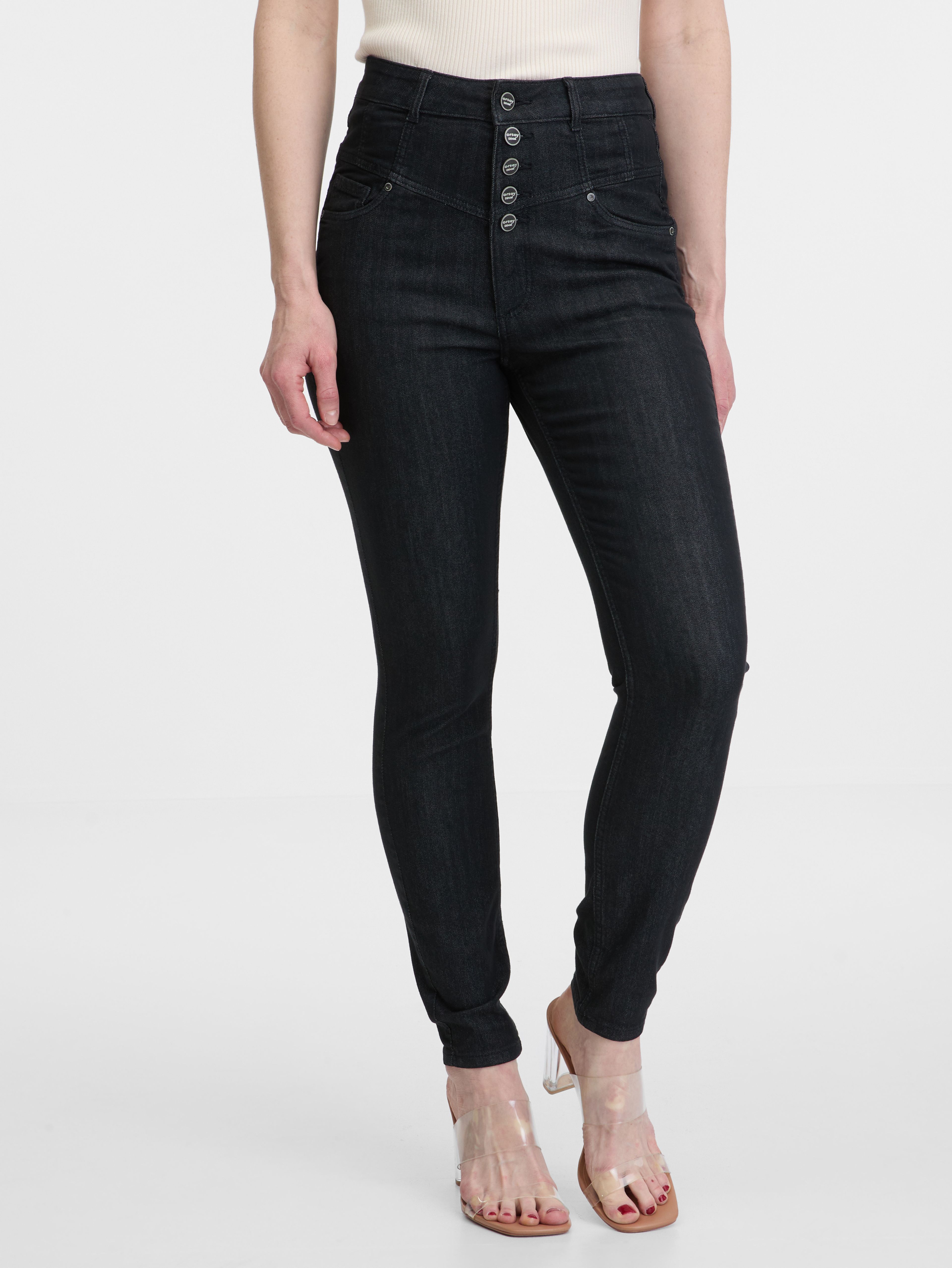Czarne damskie skinny fit jeansy ORSAY
